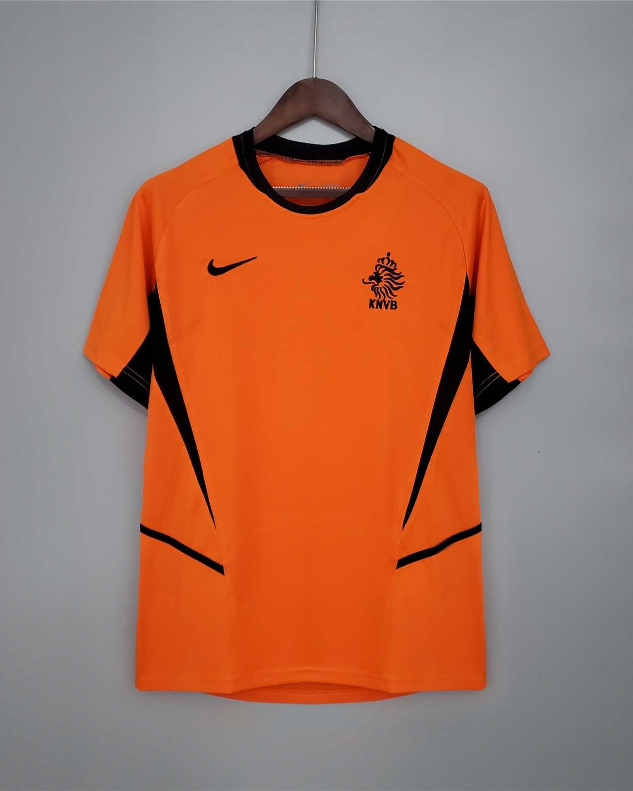 Maglia Olanda 2002 home arancione vista frontale con logo
