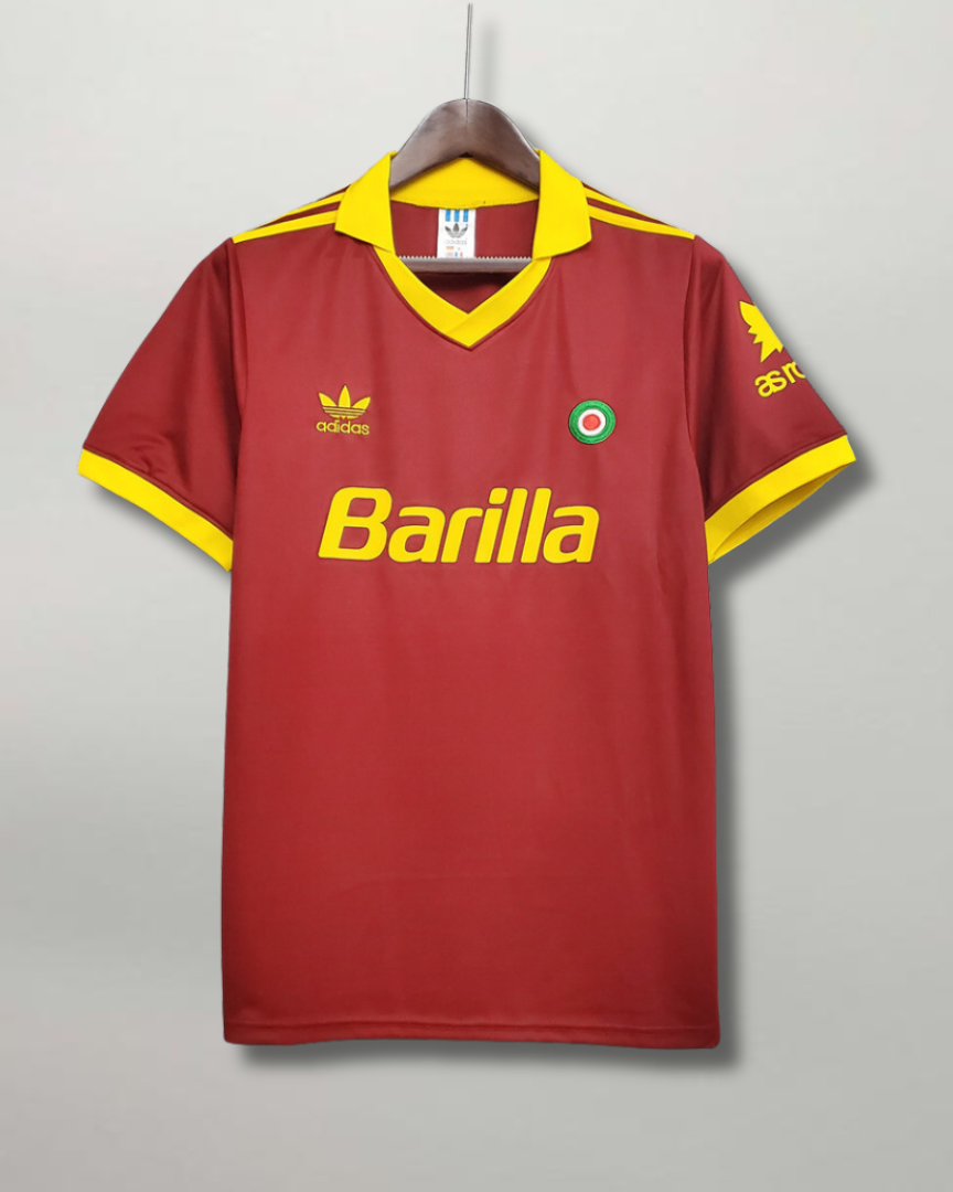 Maglia Roma Home 1991/92 rossa Adidas con sponsor Barilla e dettagli gialli