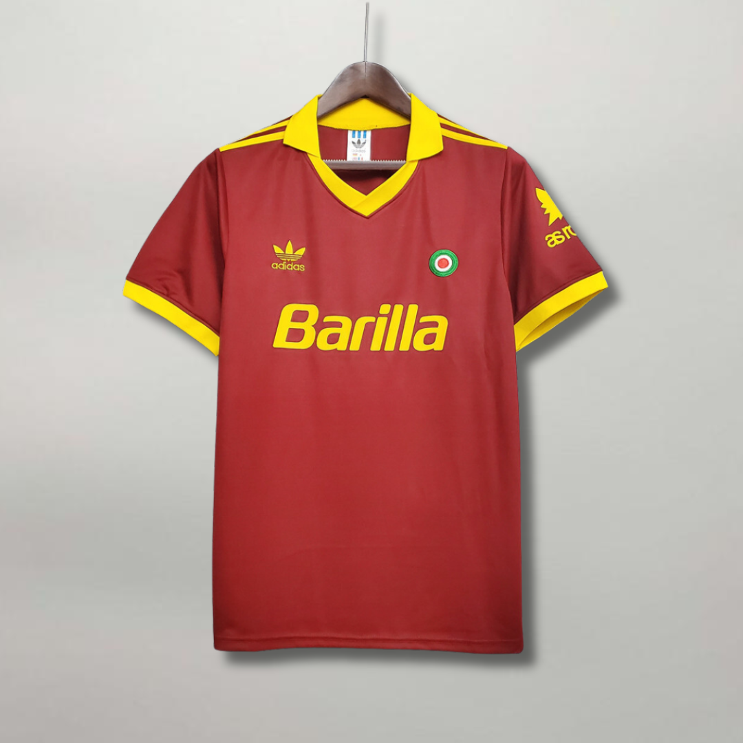 Maglia Roma Home 1991/92 rossa Adidas con sponsor Barilla e dettagli gialli