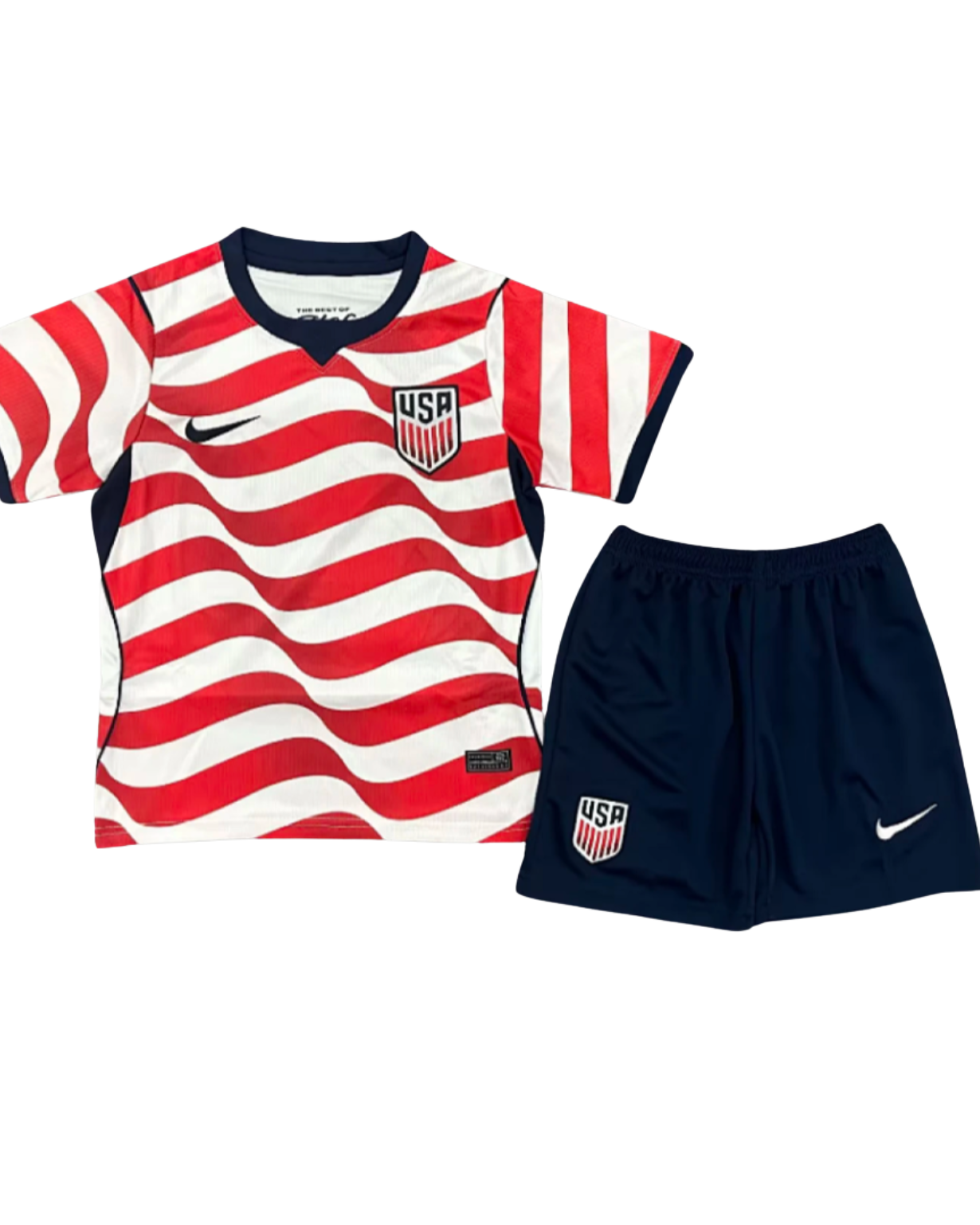 Maglia USA Home Bambino 2026 bianca Nike con onde rosse Stars and Stripes