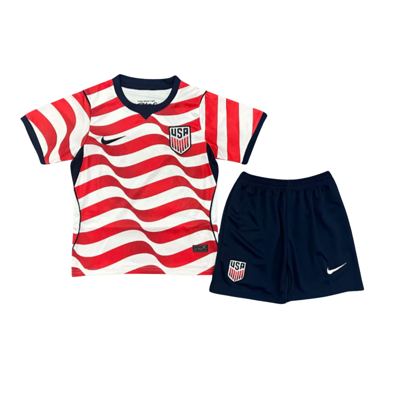 Maglia USA Home Bambino 2026 bianca Nike con onde rosse Stars and Stripes