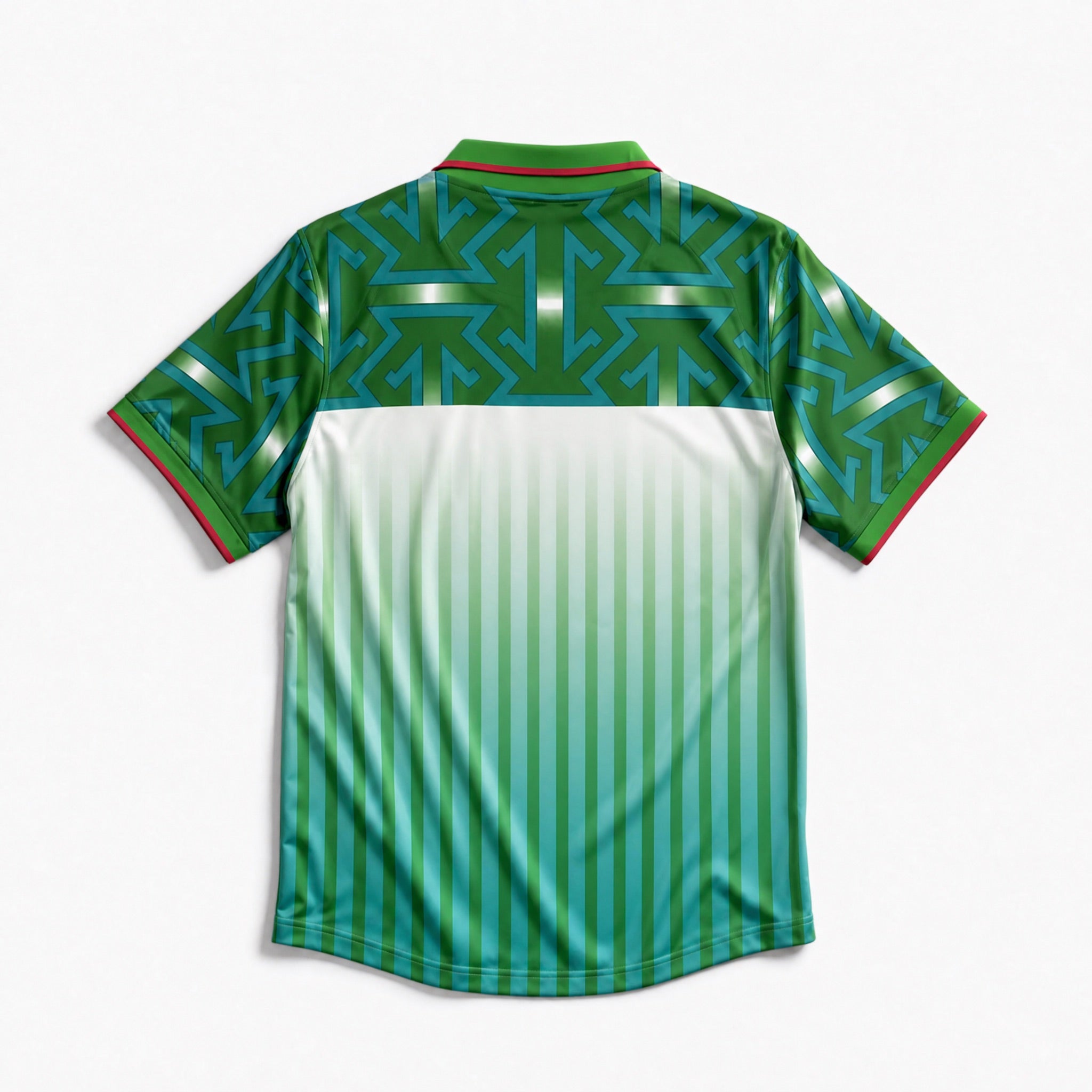 Retro della Maglia Away Marocco 1994 World Cup con sfumatura verde verticale.