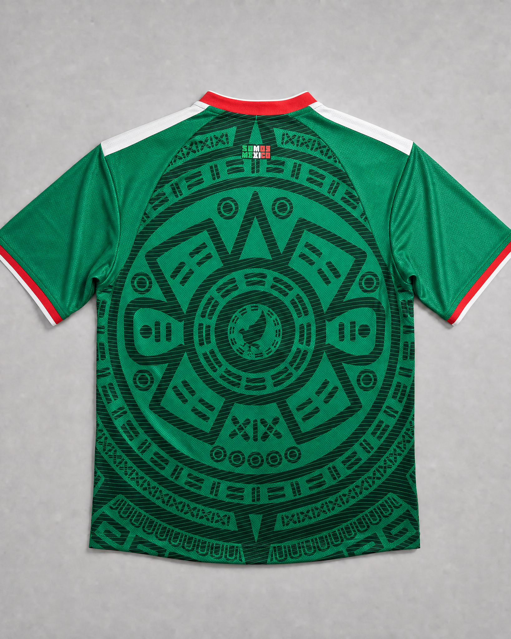 Mexico Maglia Home 2026 World Cup vista posteriore con motivo decorativo geometrico verde