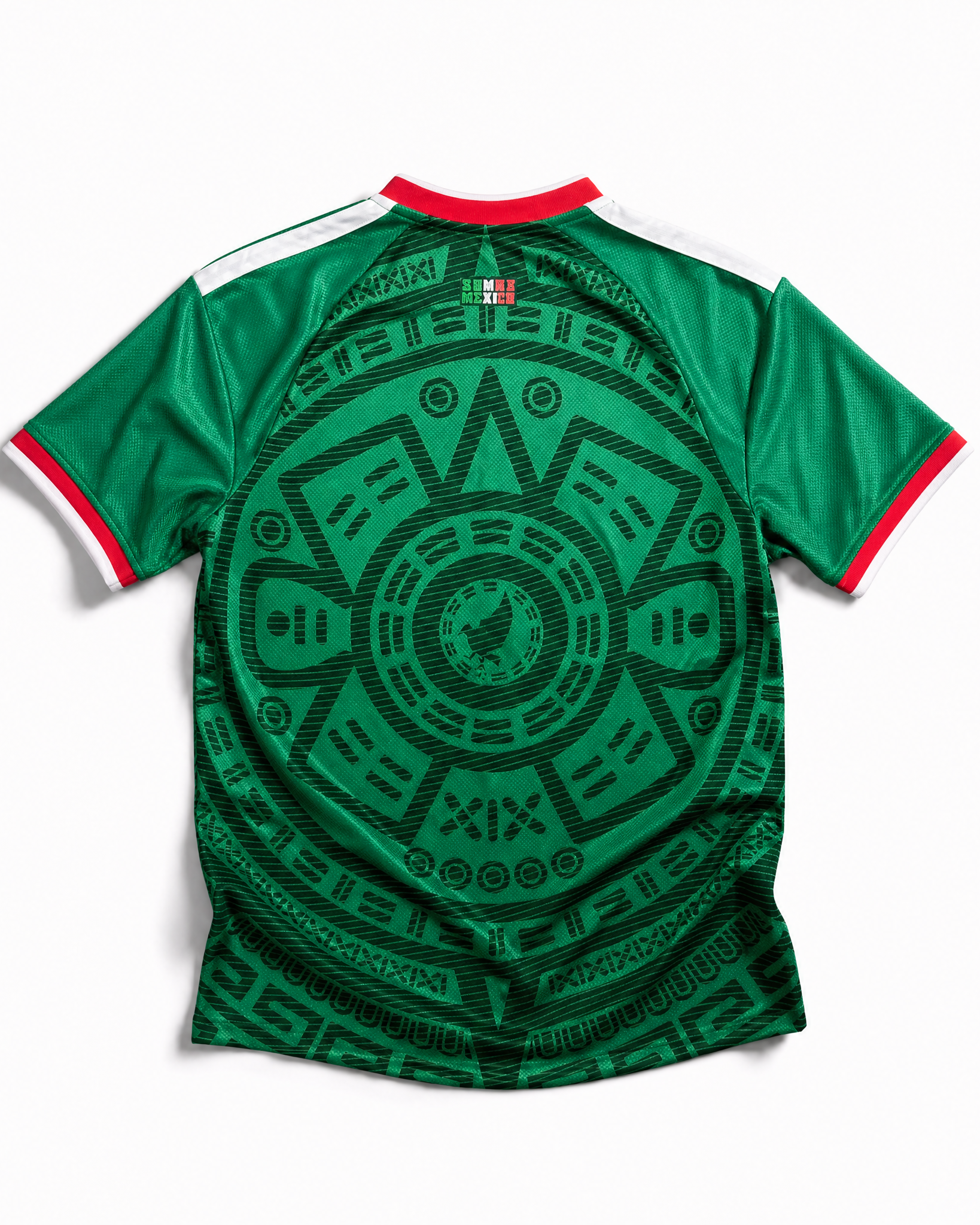 Mexico Maglia Home 2026 World Cup vista posteriore con motivo decorativo geometrico verde