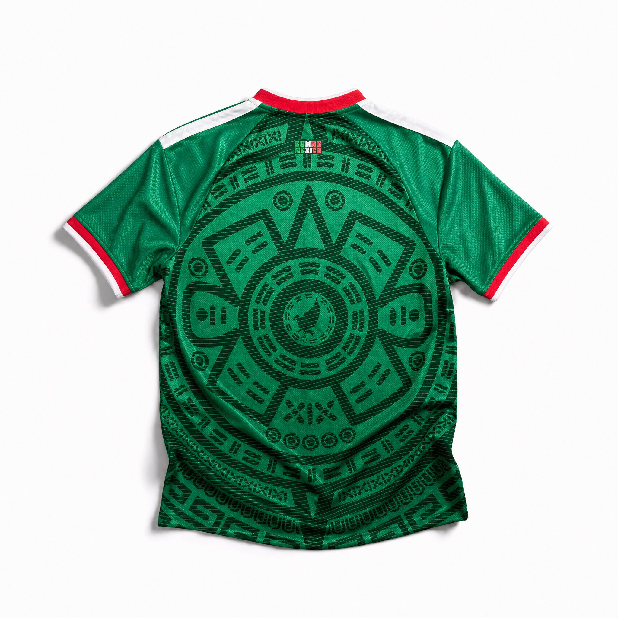Mexico Maglia Home 2026 World Cup vista posteriore con motivo decorativo geometrico verde