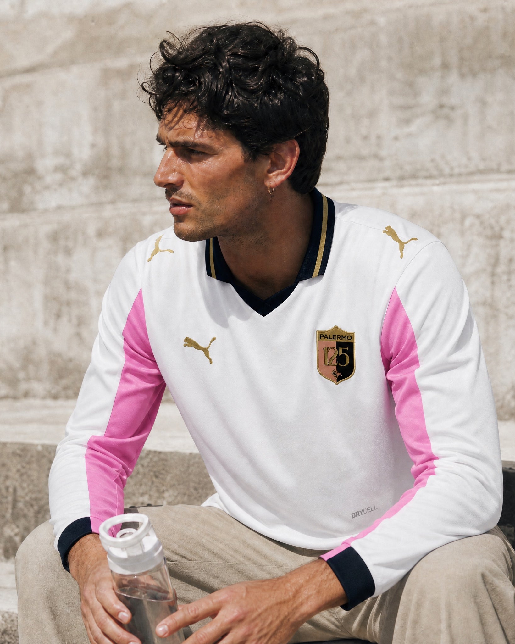 Palermo jersey 125° anniversario 2025 bianca e rosa a manica lunga