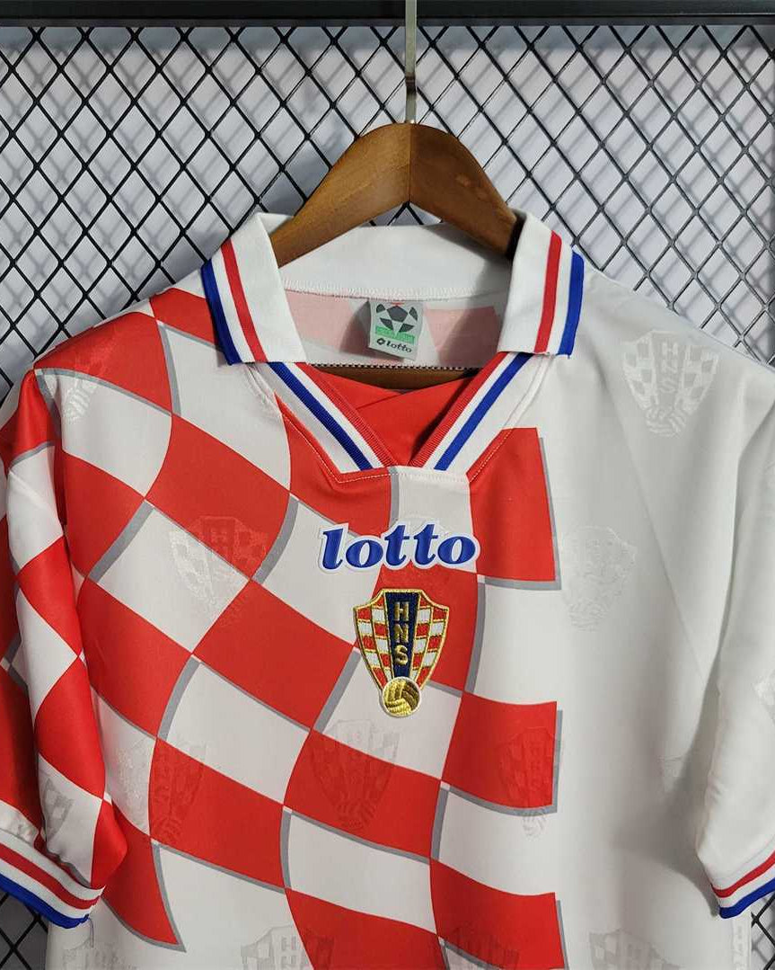 Pattern scacchi maglia Croazia 1998 close-up tessuto