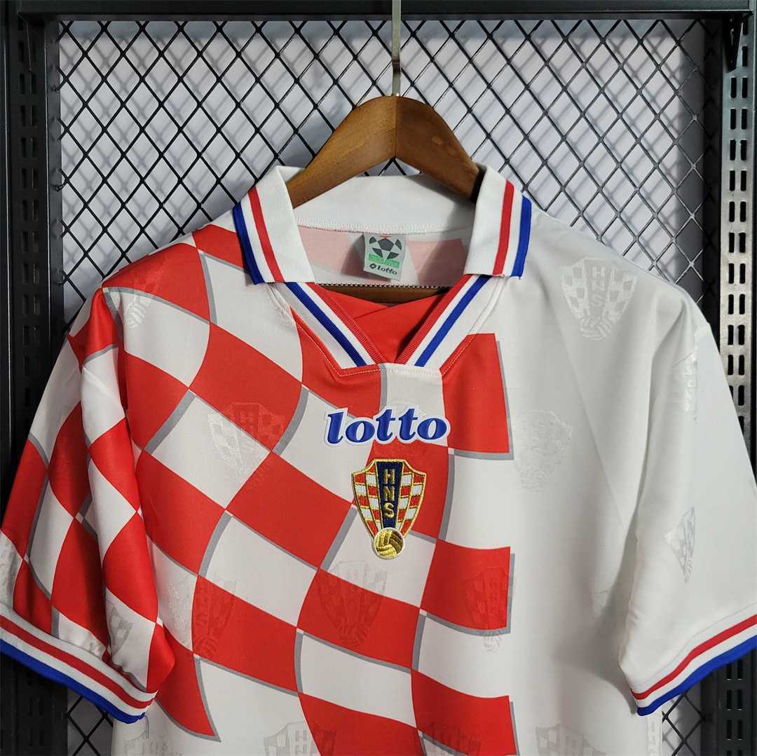 Pattern scacchi maglia Croazia 1998 close-up tessuto