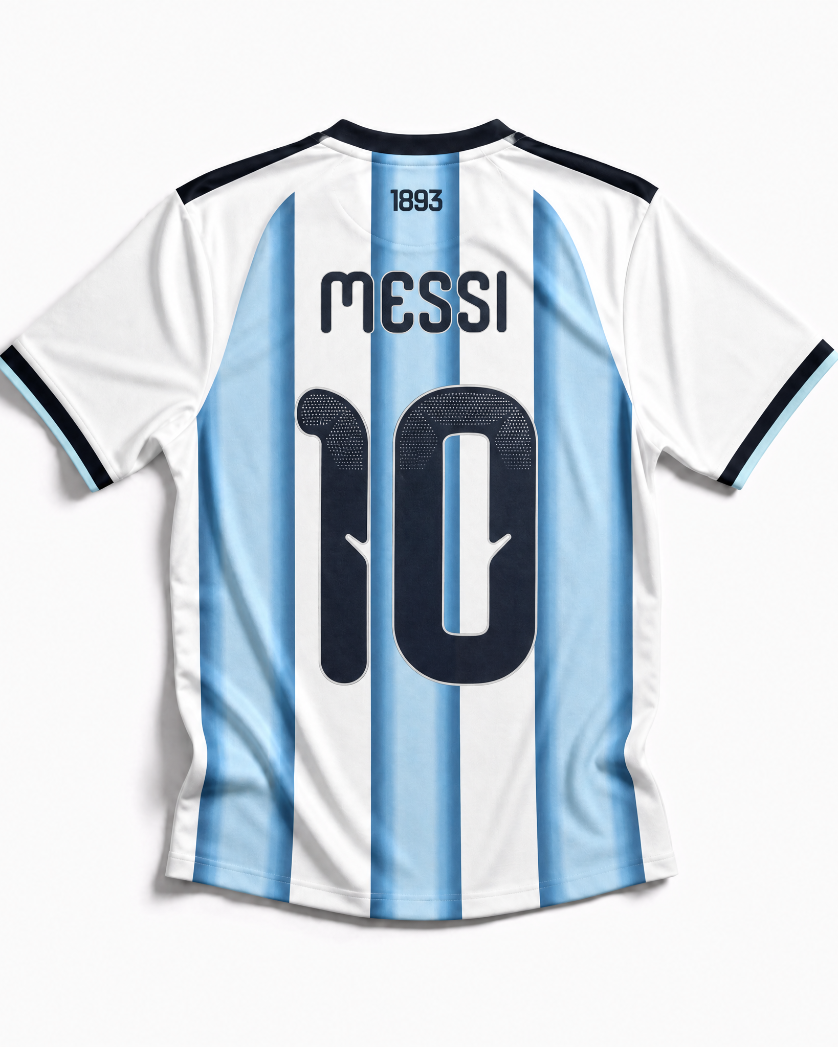 Retro della maglia bianco-celeste Argentina 2026 con il nome Messi e il numero 10 stampati in nero.