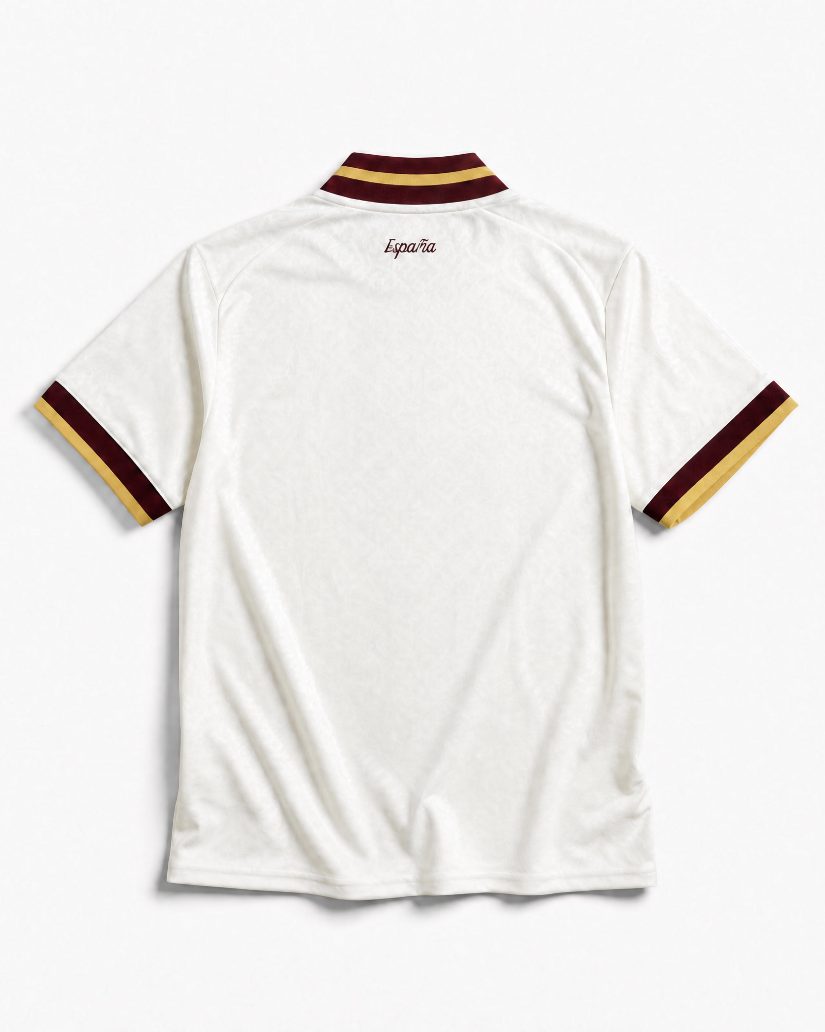 Retro della maglia chiara da trasferta della nazionale spagnola 2026 con finiture sulle maniche