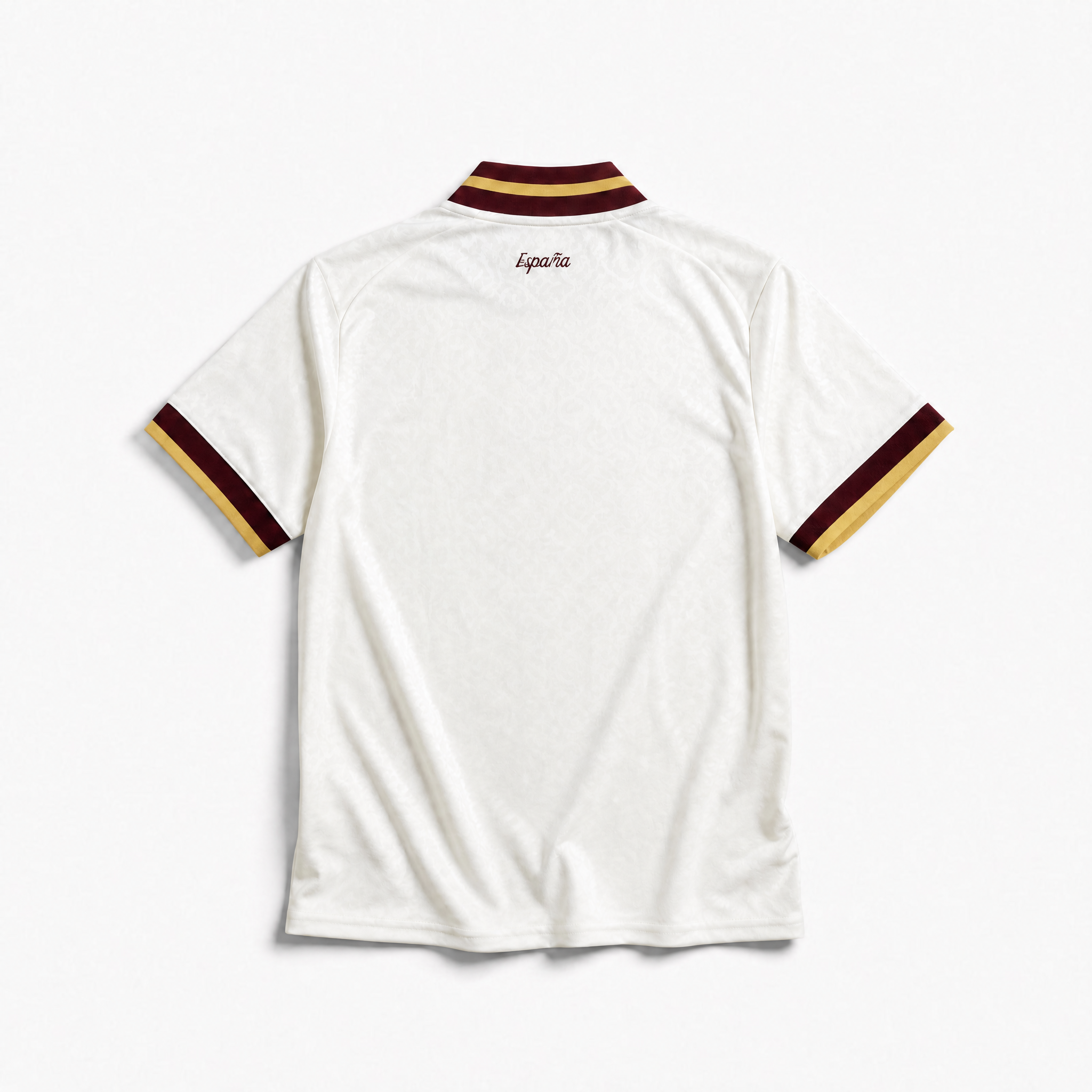 Retro della maglia chiara da trasferta della nazionale spagnola 2026 con finiture sulle maniche