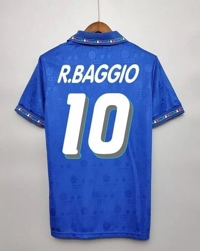 Retro maglia azzurra Italia 1994 Baggio numero 10 con font originale finale