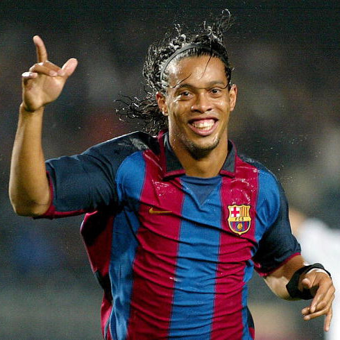 Ronaldinho con maglia Barcellona 2003/04 durante partita ufficiale