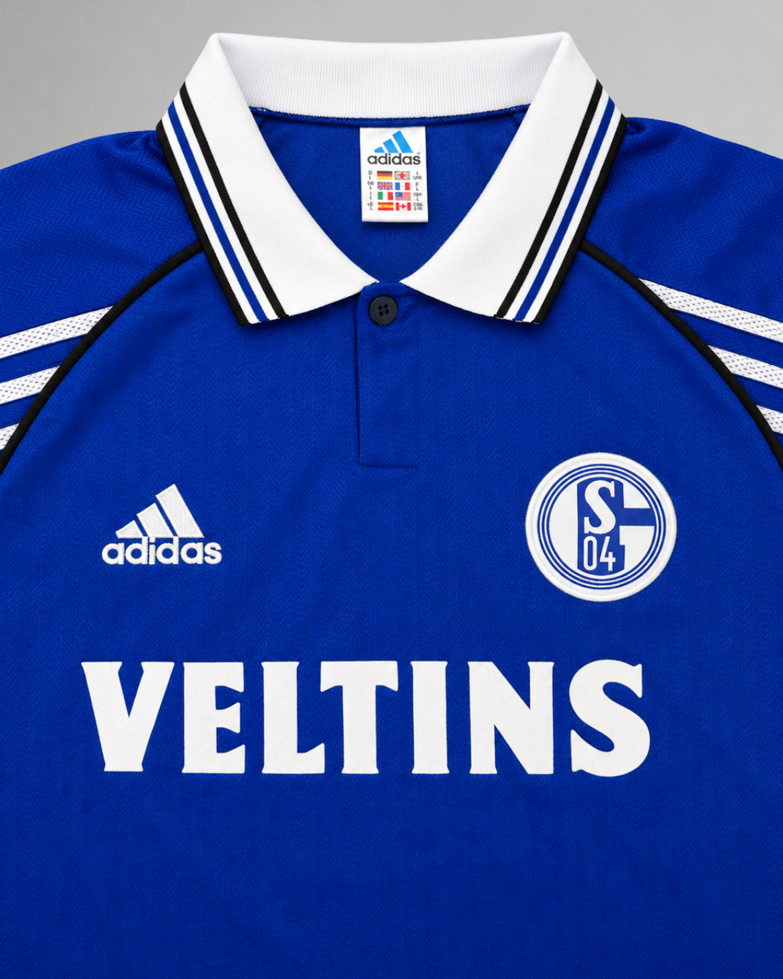 Dettaglio colletto Schalke 04 maglia home anni 90