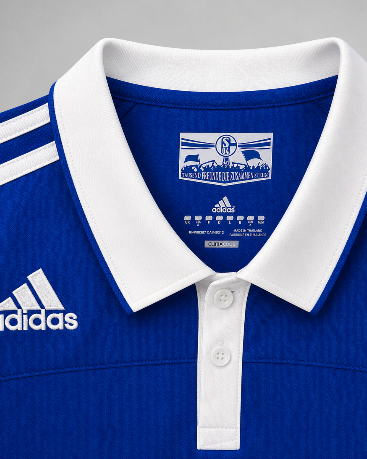Dettaglio colletto Schalke 04 maglia home 2010/11 vintage