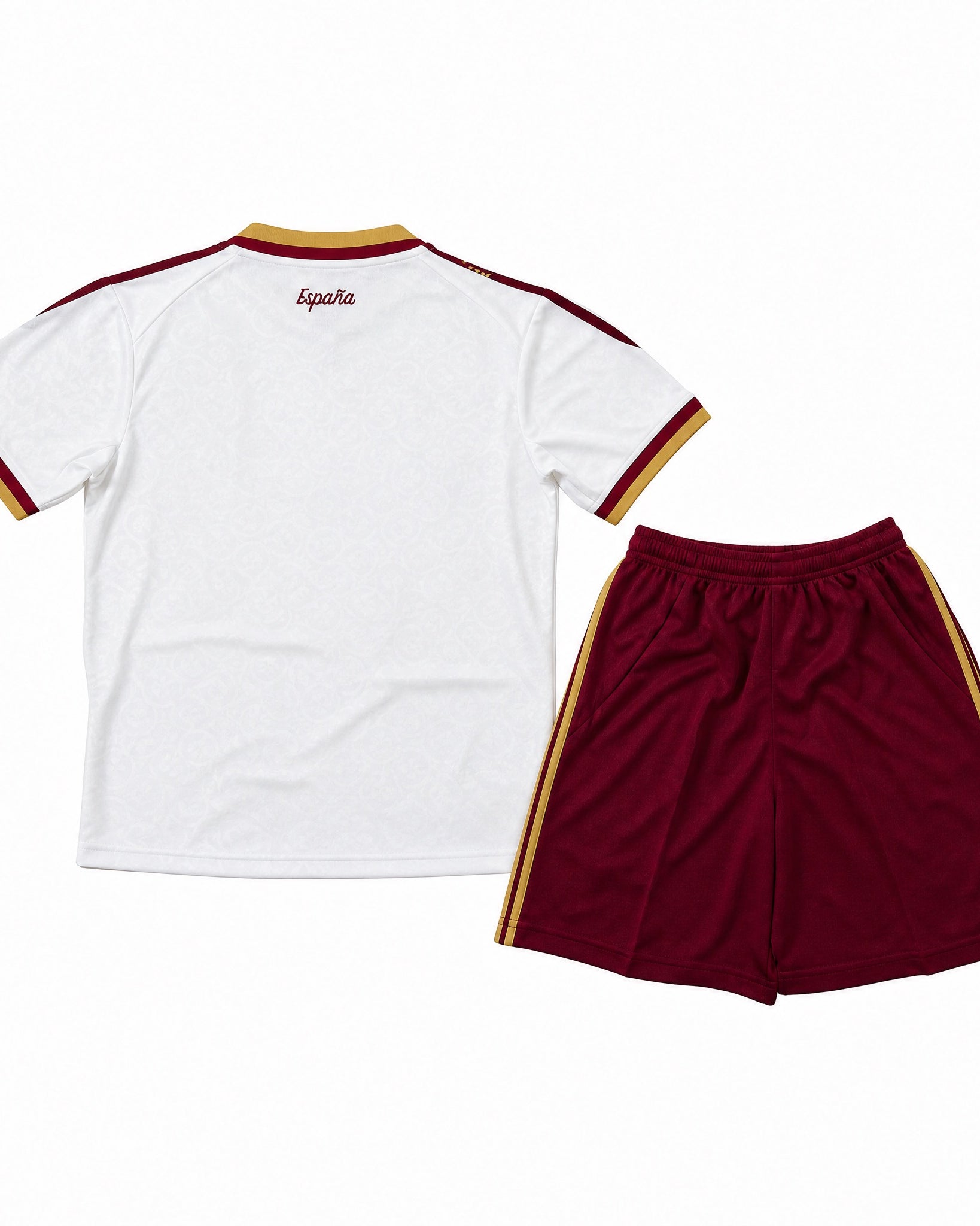 Retro del Completo Away Bambino Spagna 2026 con maglia e pantaloncini coordinati.