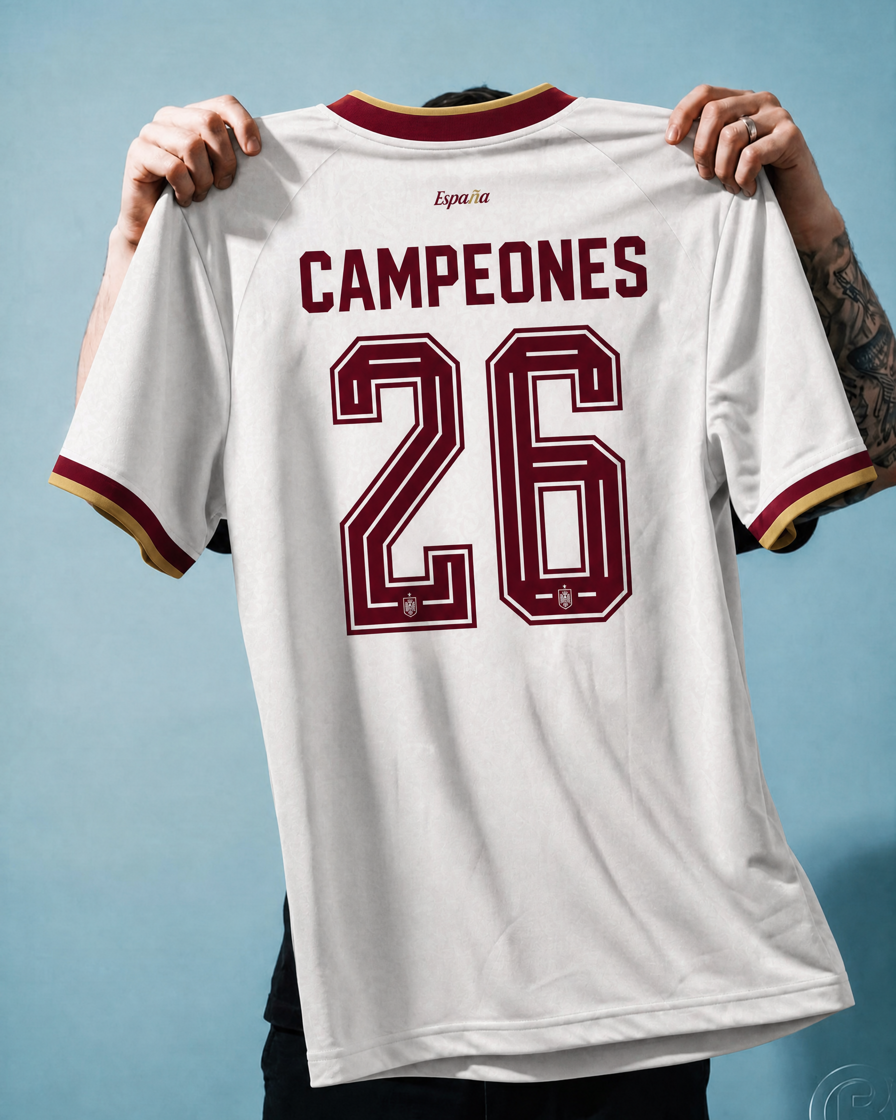 Retro della Maglia Away Spagna 2026 mostrata da vicino con personalizzazione numero 26.