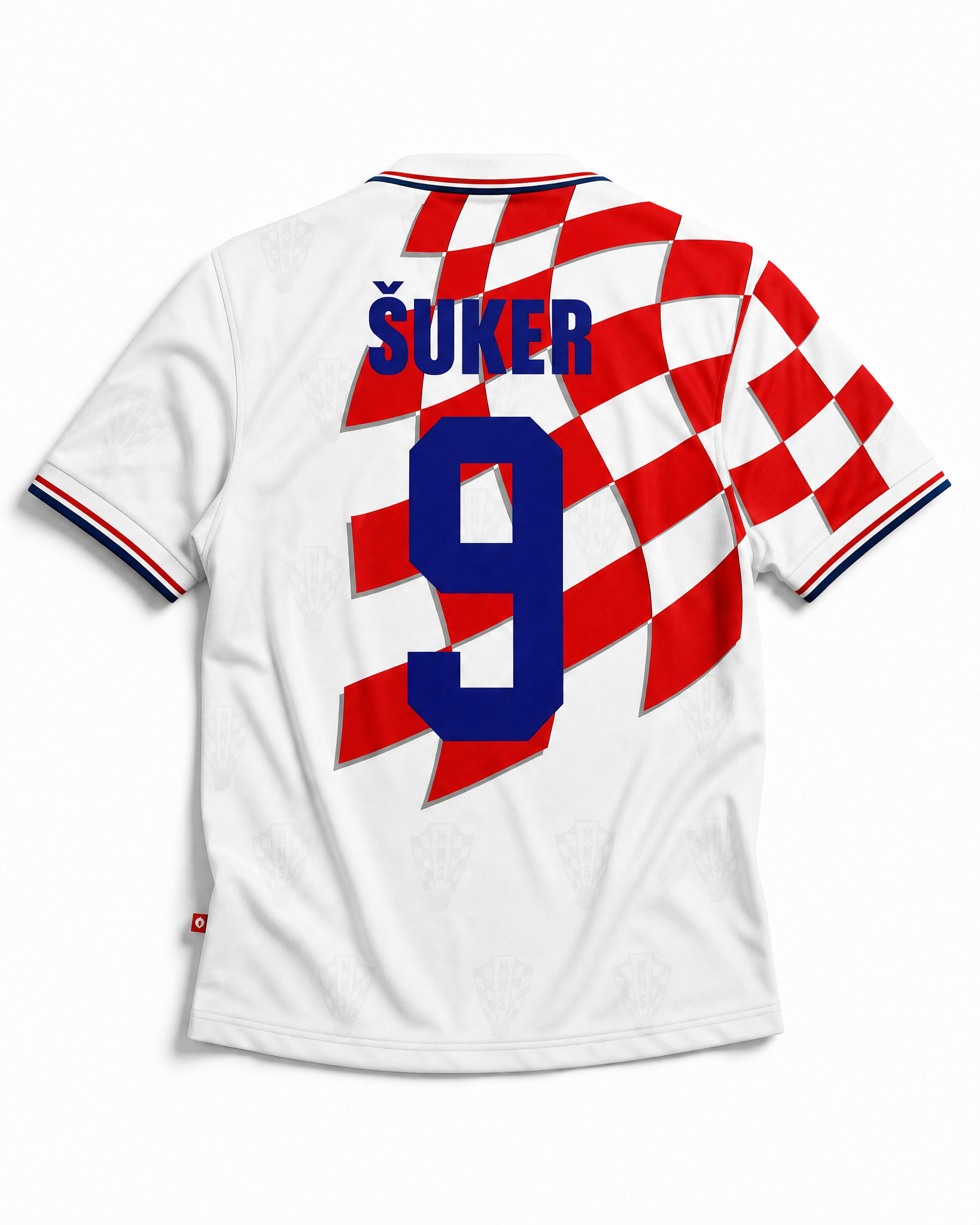 Suker Maglia Croazia 1998 retro vista posteriore design checkered
