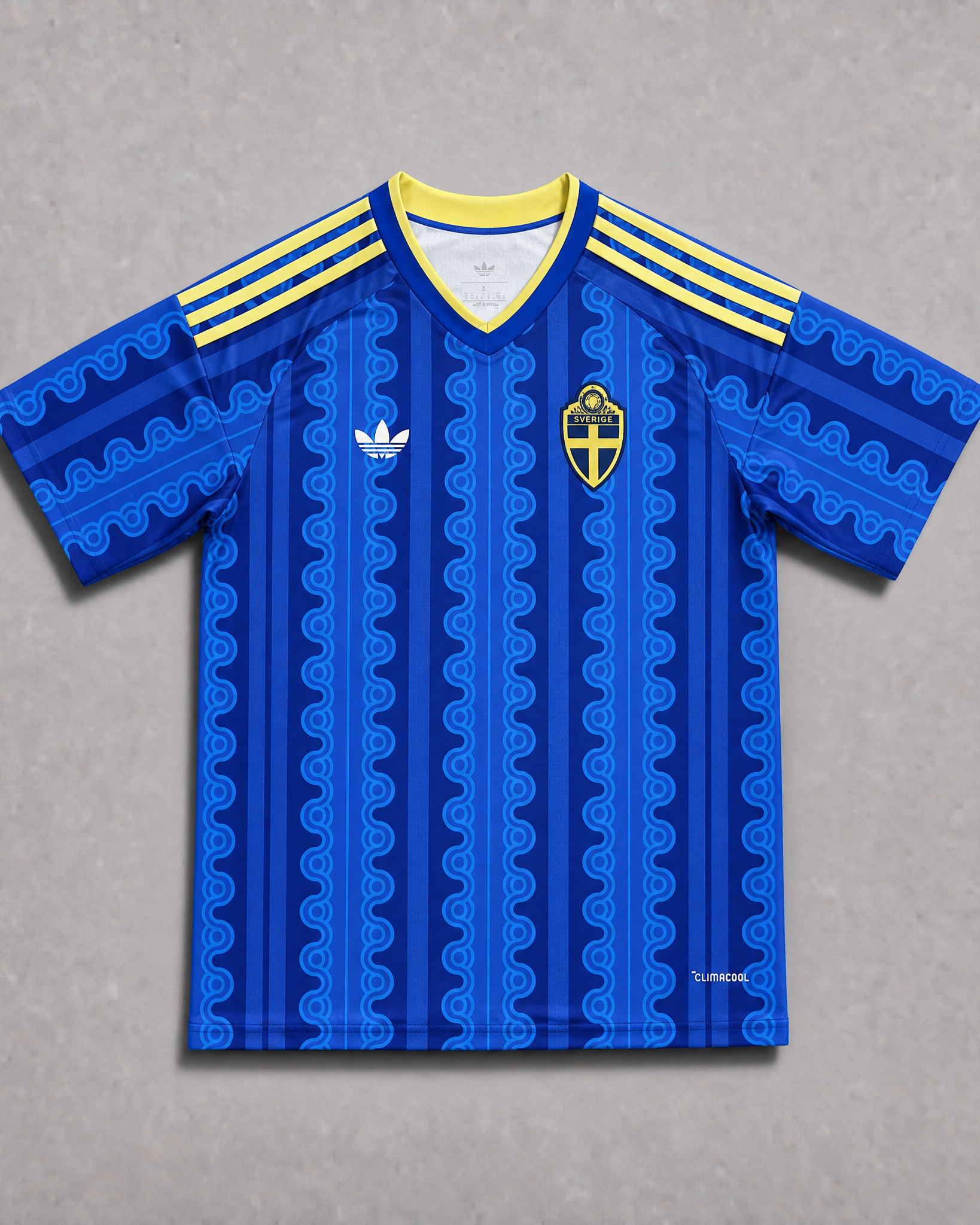 Svezia maglia away 2026 World Cup vista frontale design minimal scandinavo