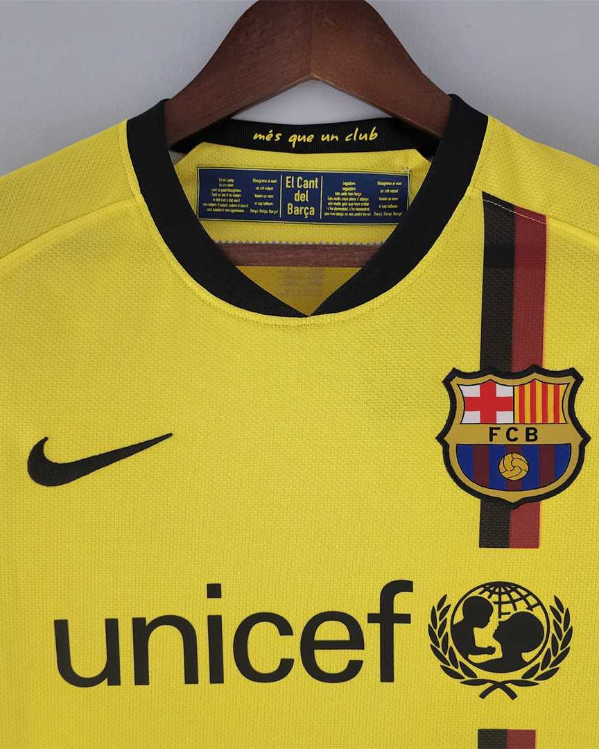 Tessuto maglia Barcellona 2008/09 away maniche lunghe gialla