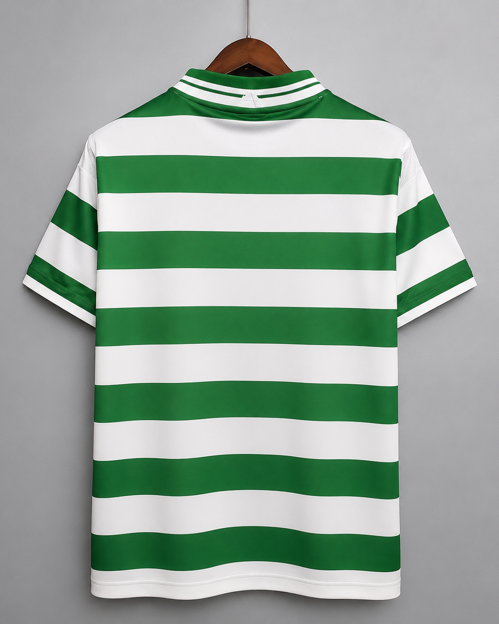 Dettaglio bande verdi maglia Celtic rétro