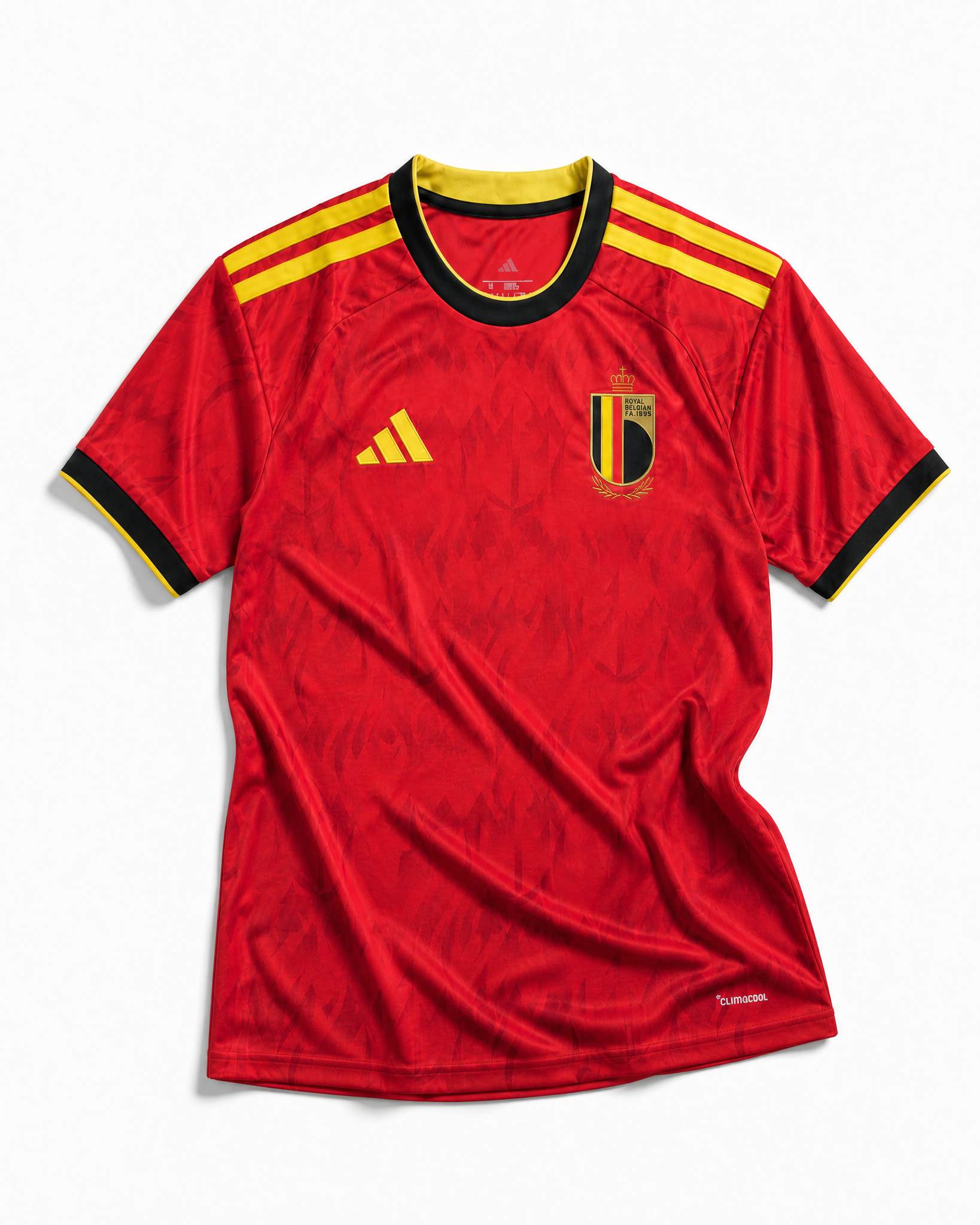 Maglia Belgio Home 2026 World Cup rossa vista frontale design moderno dettagli gialli