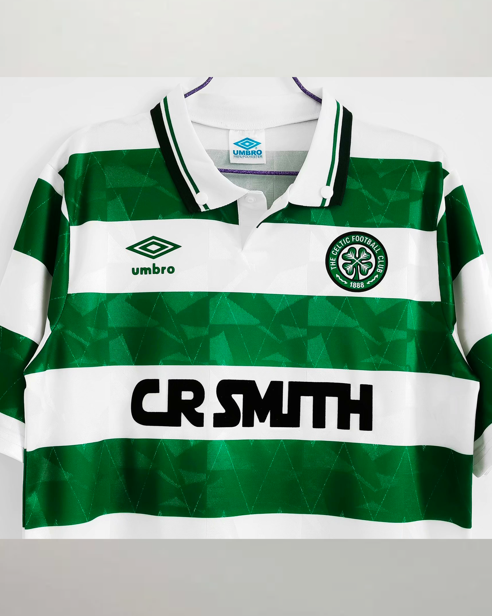 Frontale jersey Celtic home anni 90 con bande orizzontali