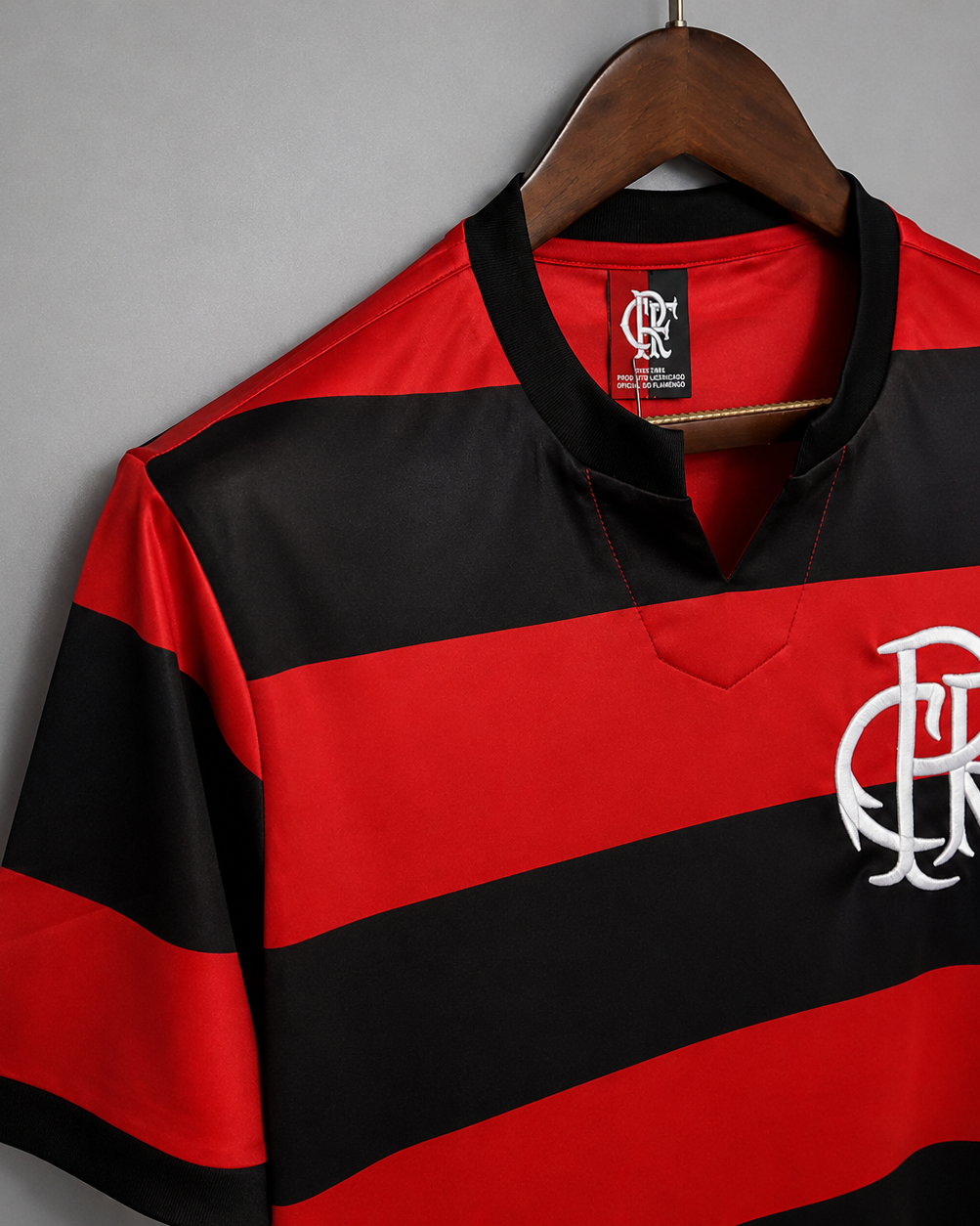 Close-up dettagli e texture Flamengo football shirt rétro 1978/79