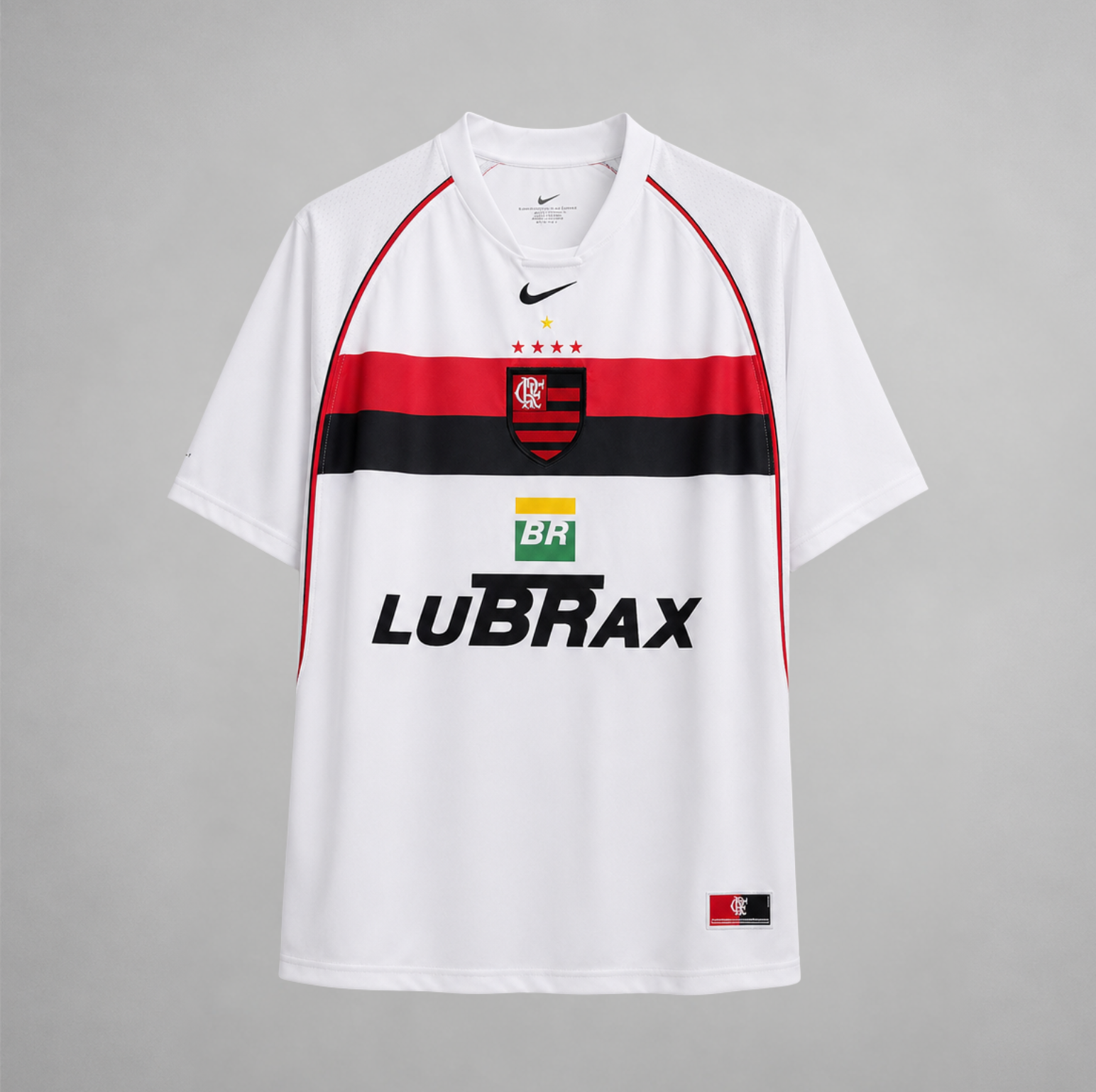Flamengo maglia away 2002/03 bianca con banda rossonera frontale