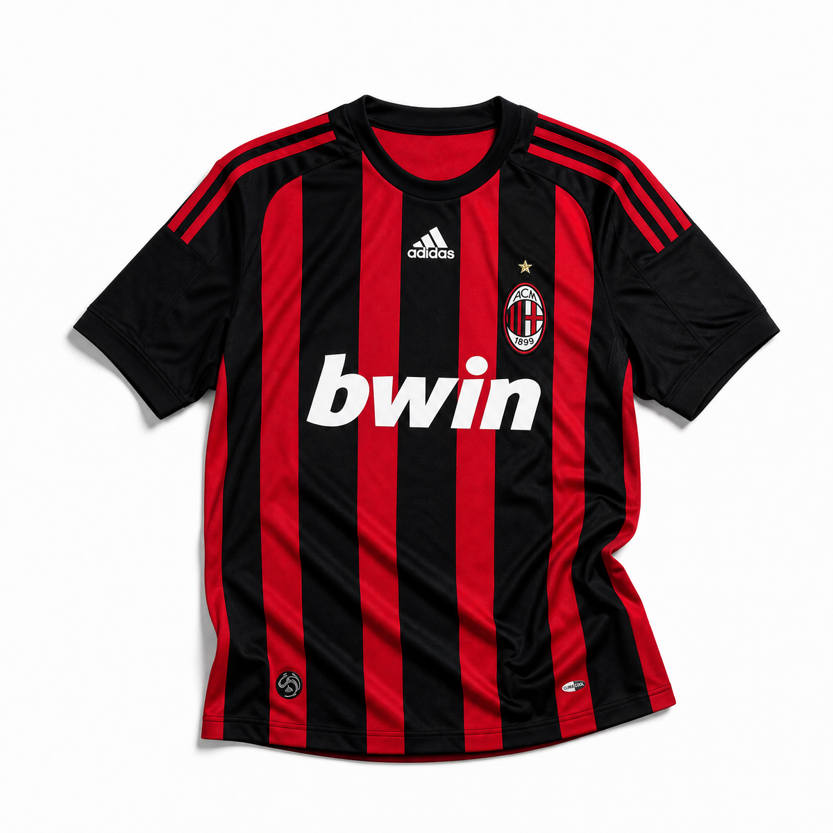 Maglia AC Milan 2008/09 home fronte strisce rosse e nere sponsor Bwin