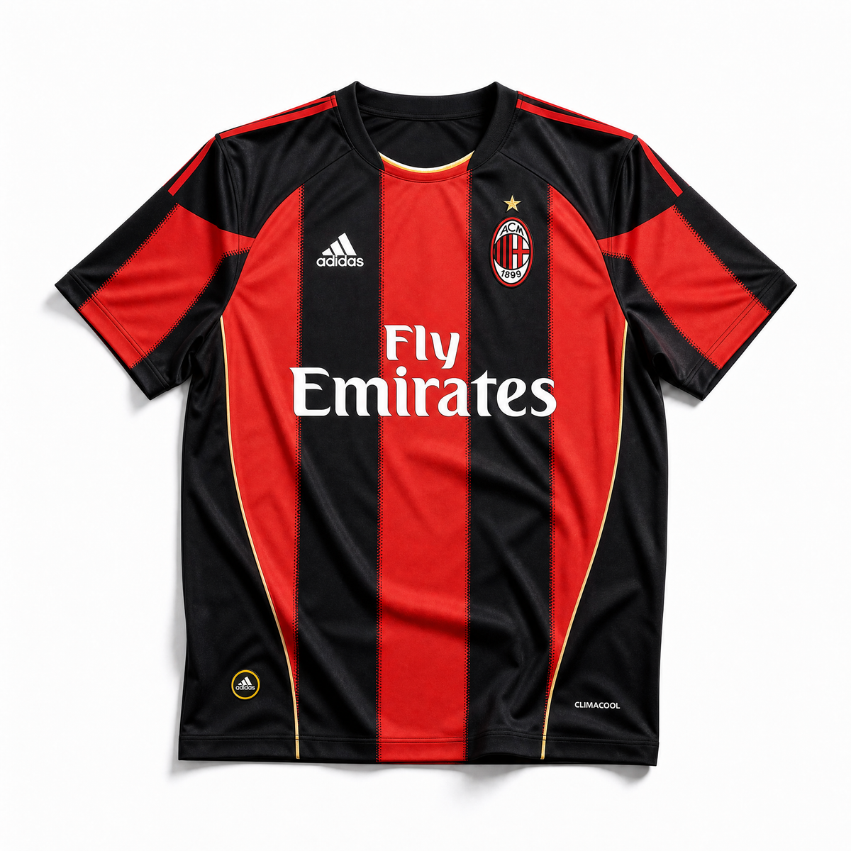 Maglia AC Milan 2010/11 home fronte strisce rosse e nere sponsor Bwin