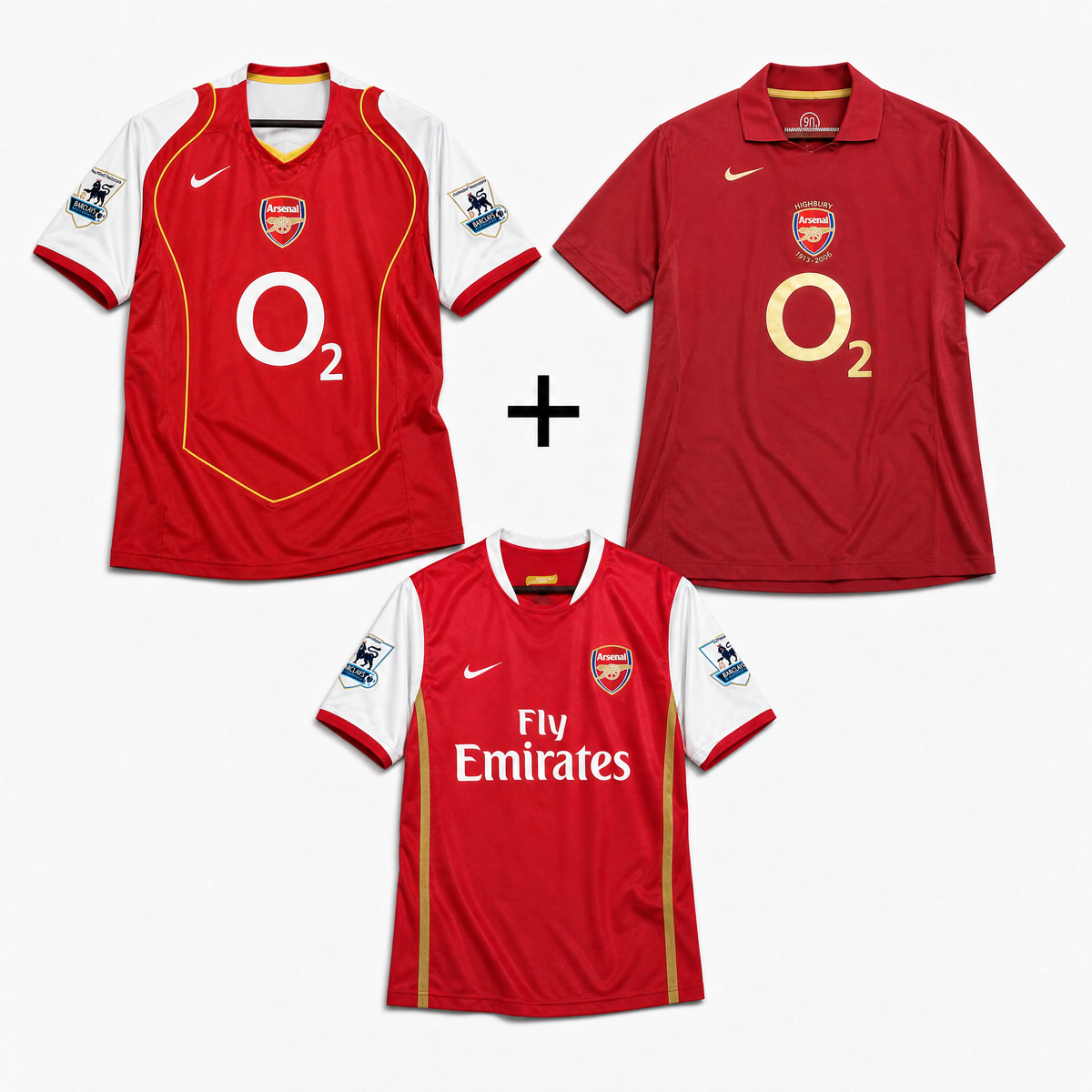 Arsenal 2007 + Arsenal 2006 + Arsenal 2004 – Retro Soccer Kit