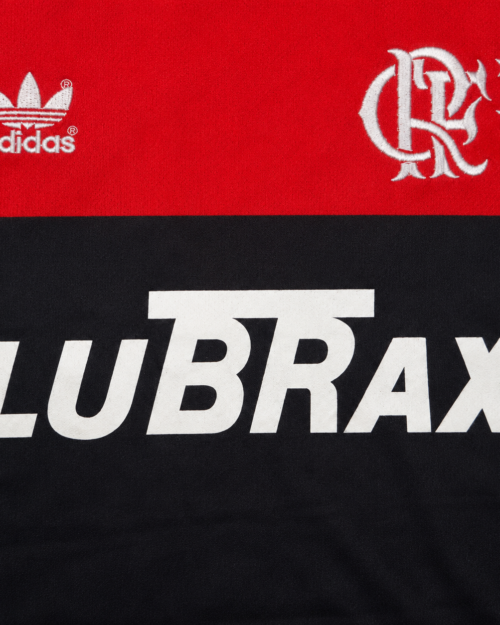 Dettaglio colletto rosso Flamengo jersey vintage 1990/91