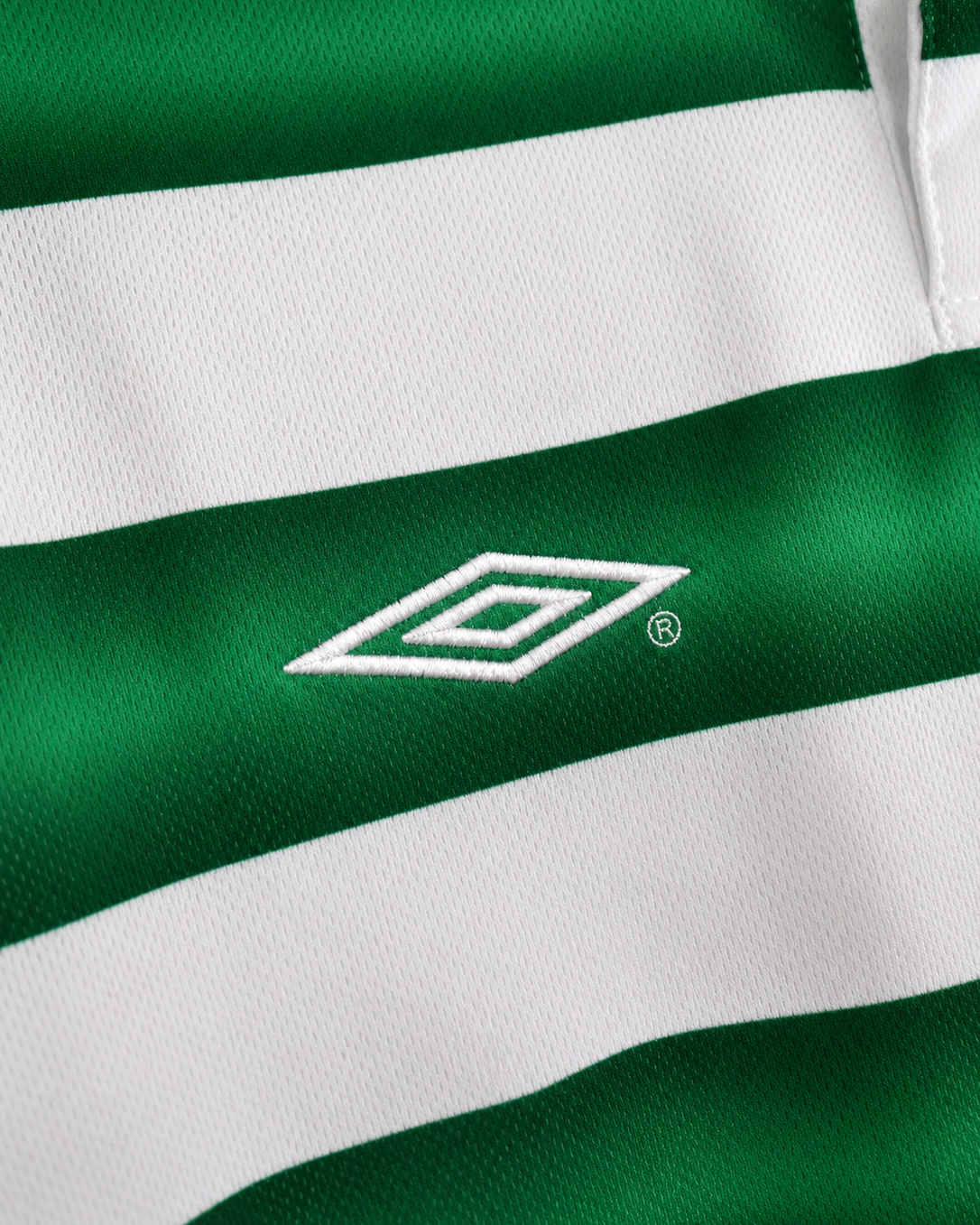Dettaglio bande verdi maglia Celtic rétro