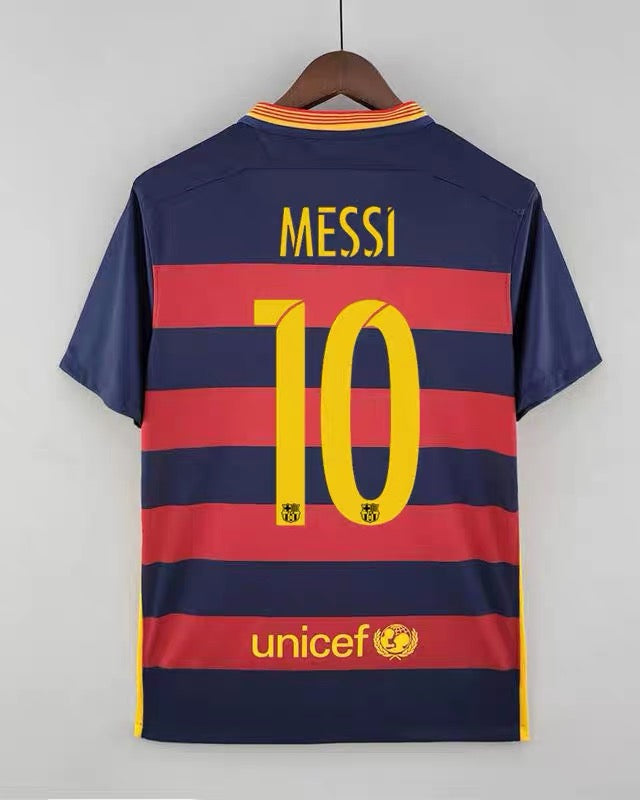 Maglia Barcellona 2015/16 home Messi numero 10 retro blaugrana vista posteriore
