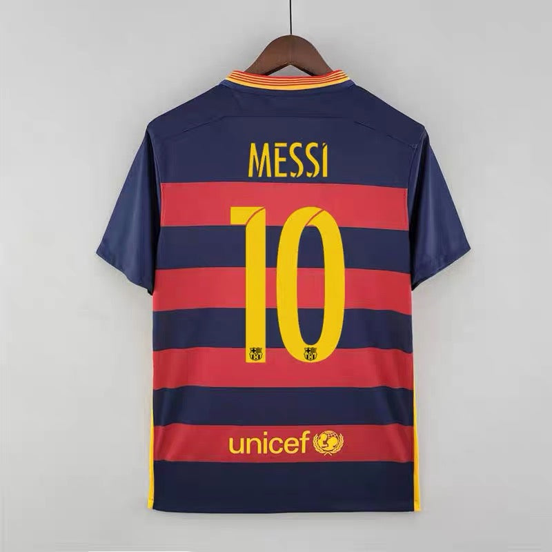 Maglia Barcellona 2015/16 home Messi numero 10 retro blaugrana vista posteriore