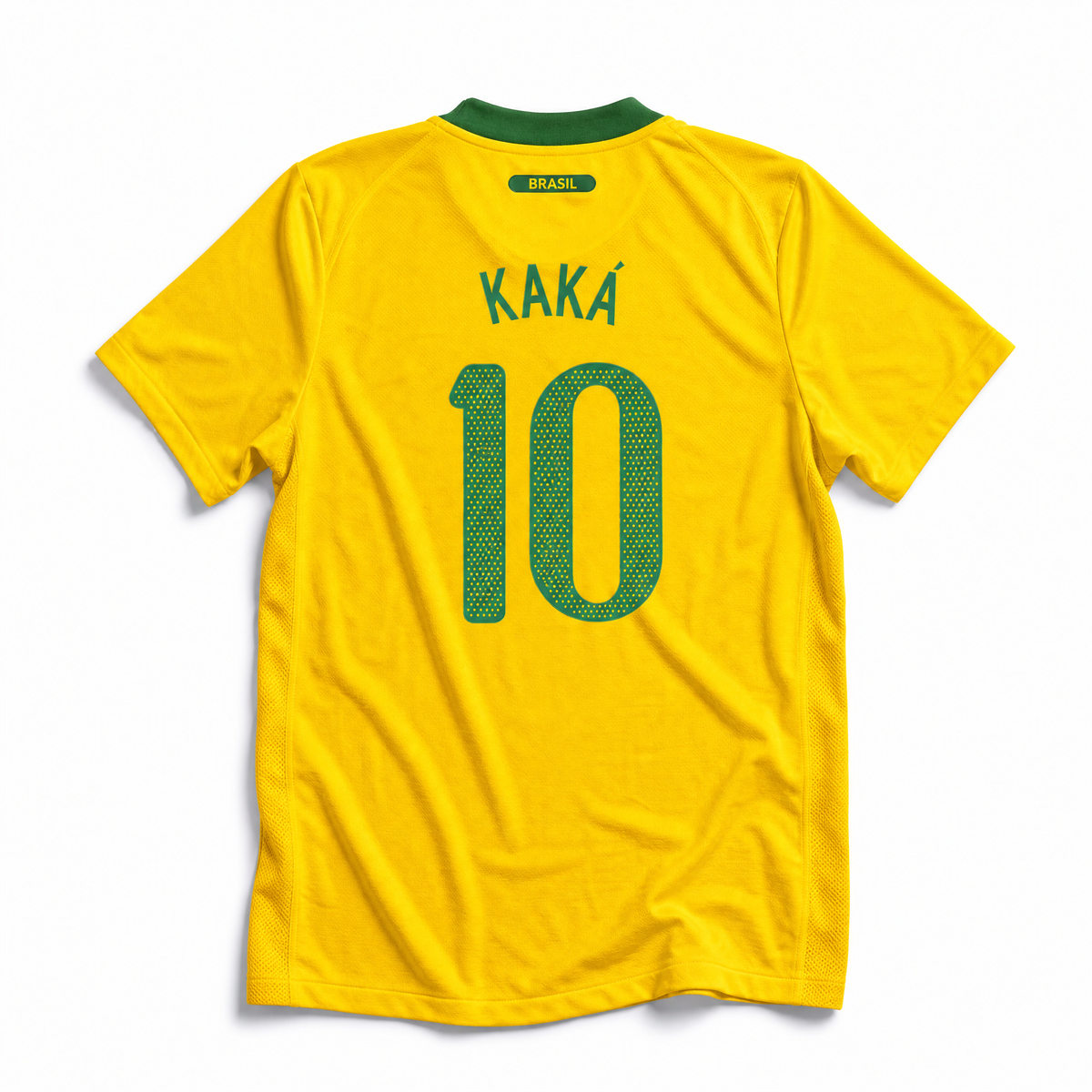 Maglia Brasile Home 2010 Kaká numero 10 retro gialla con dettagli verdi
