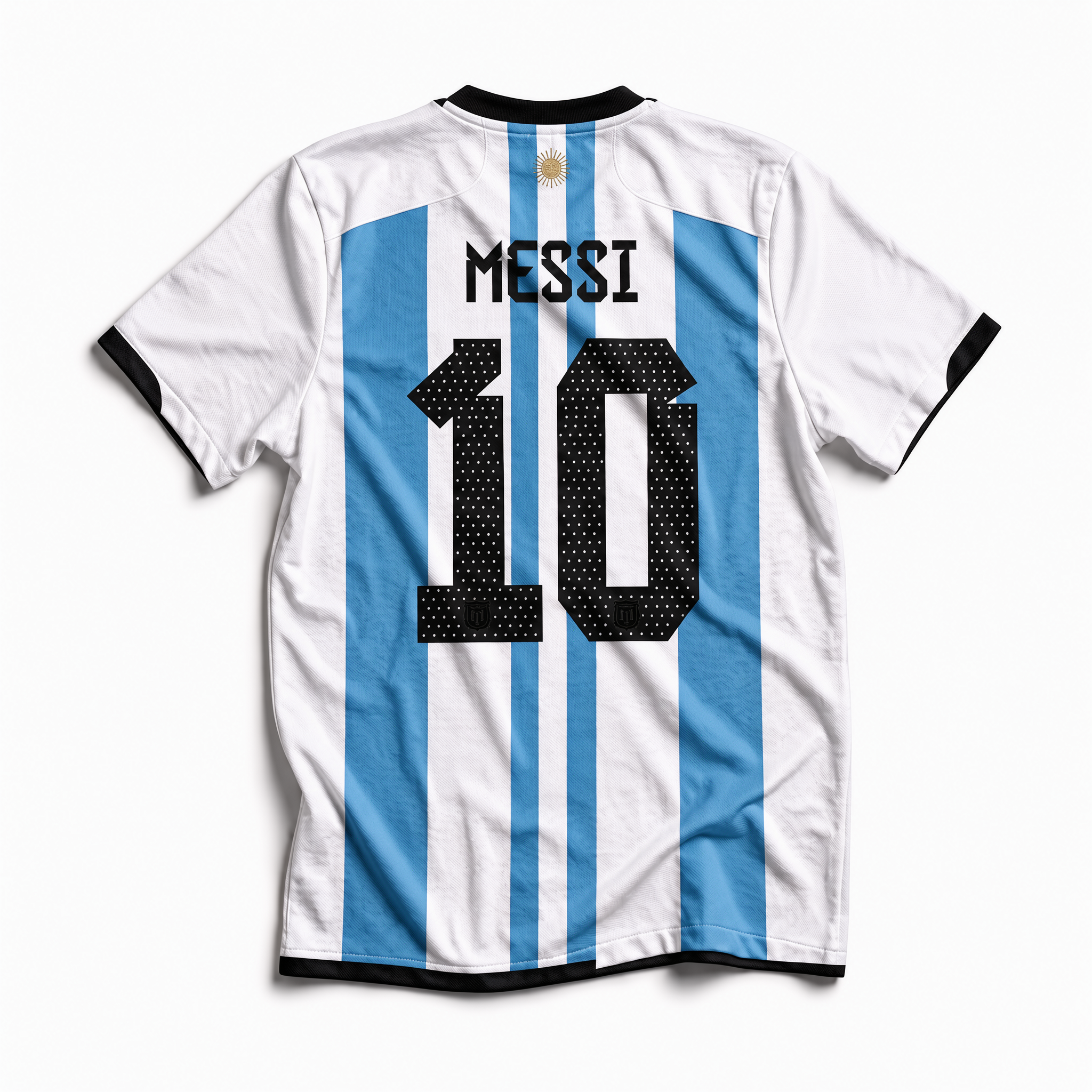 Maglia Argentina 2022 home Messi numero 10 retro bianco celeste vista posteriore
