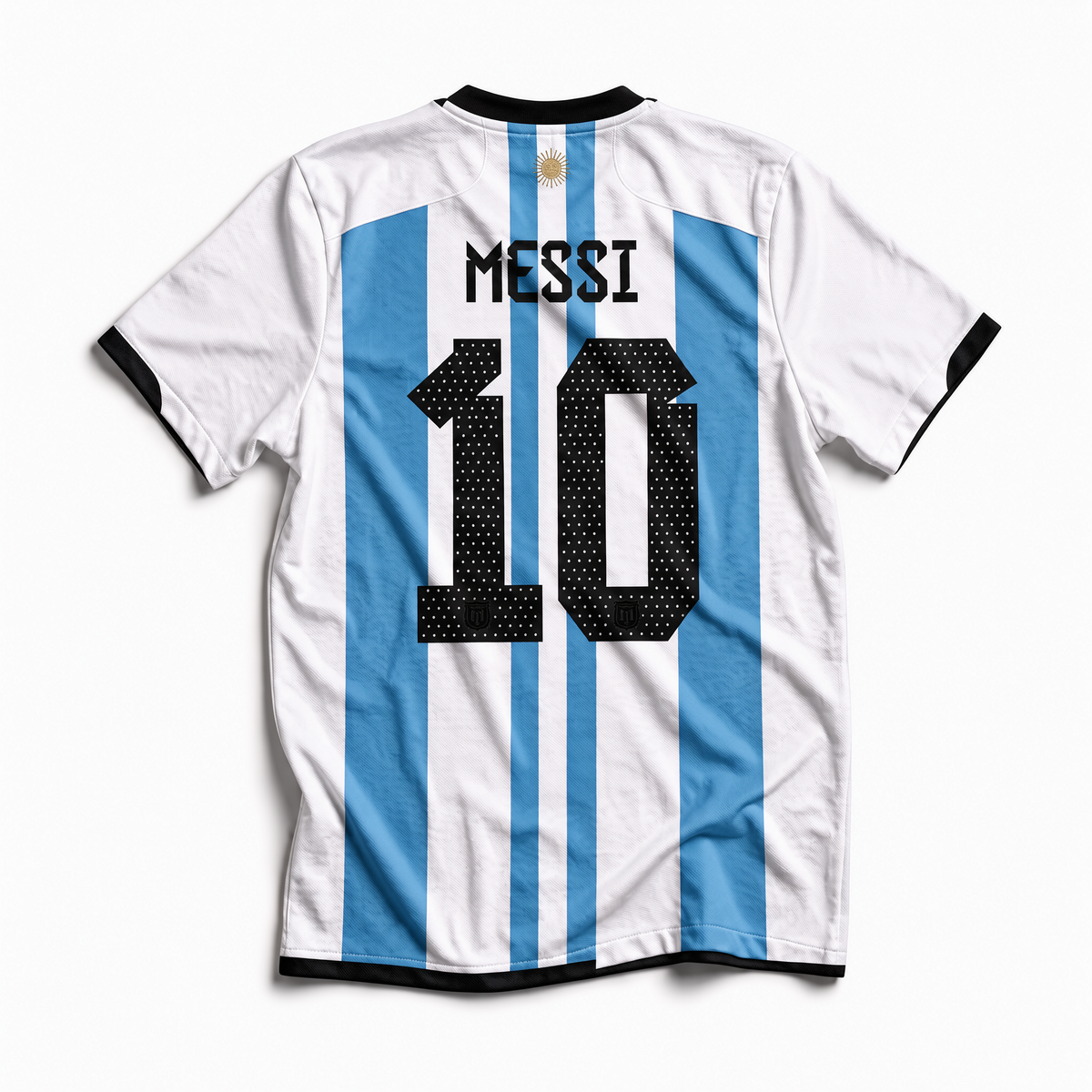 Maglia Argentina 2022 home Messi numero 10 retro bianco celeste vista posteriore