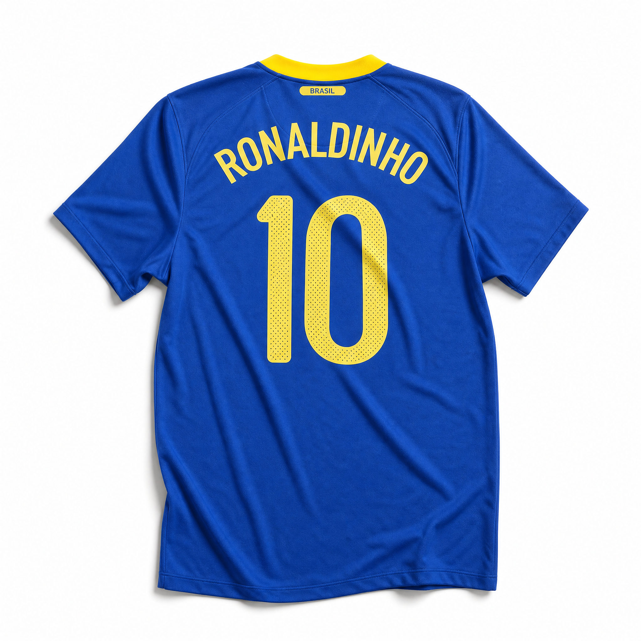Maglia Brasile Away 2010 Ronaldinho numero 10 retro blu con dettagli gialli
