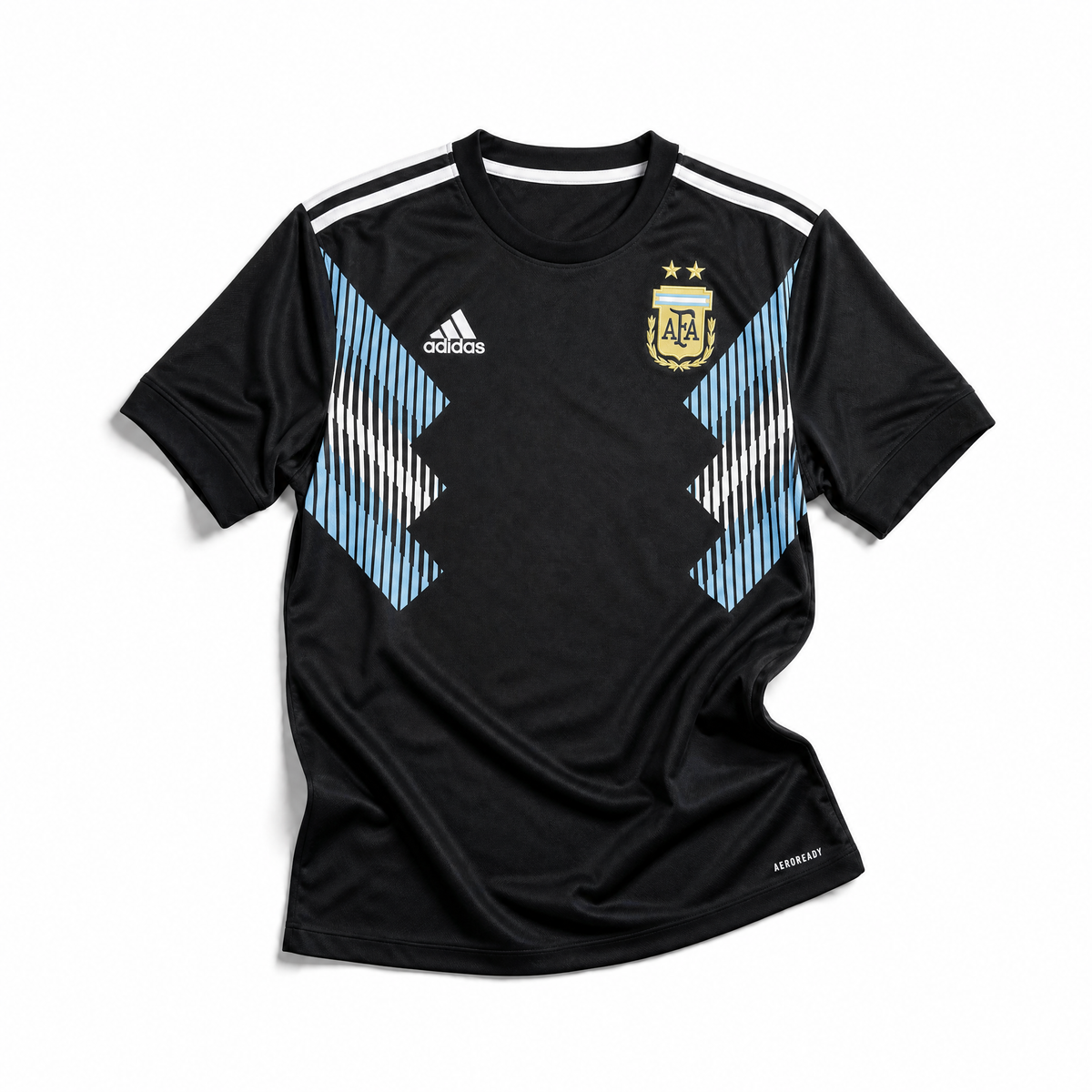 Maglia Argentina 2018 away fronte nera con dettagli azzurri Adidas