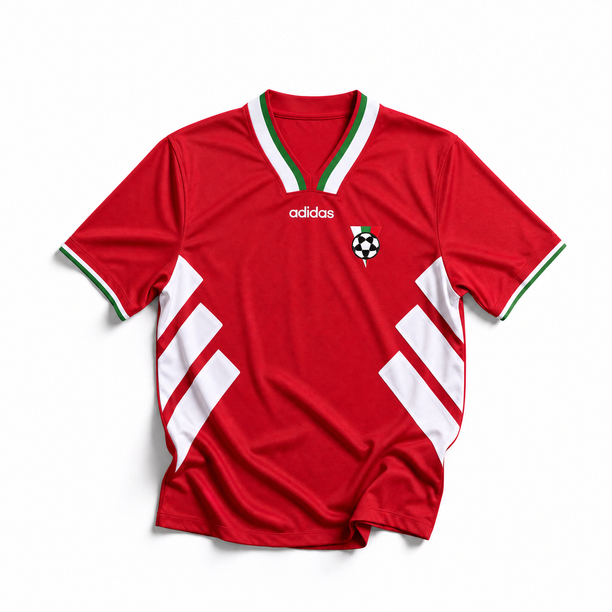 Maglia Bulgaria Away 1994 rossa Adidas con dettagli bianchi e verdi