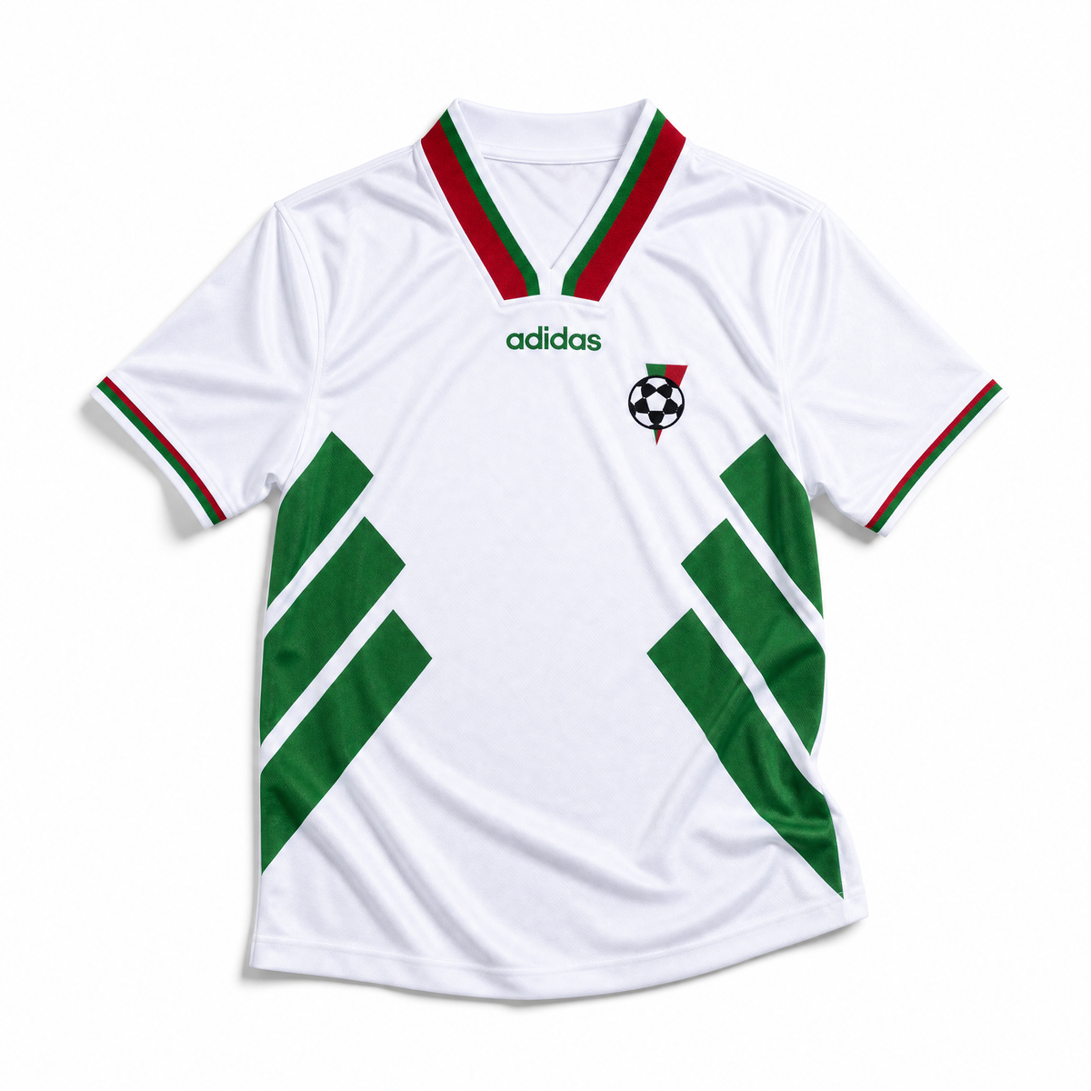 Maglia Bulgaria Home 1994 bianca Adidas con dettagli rossi e verdi