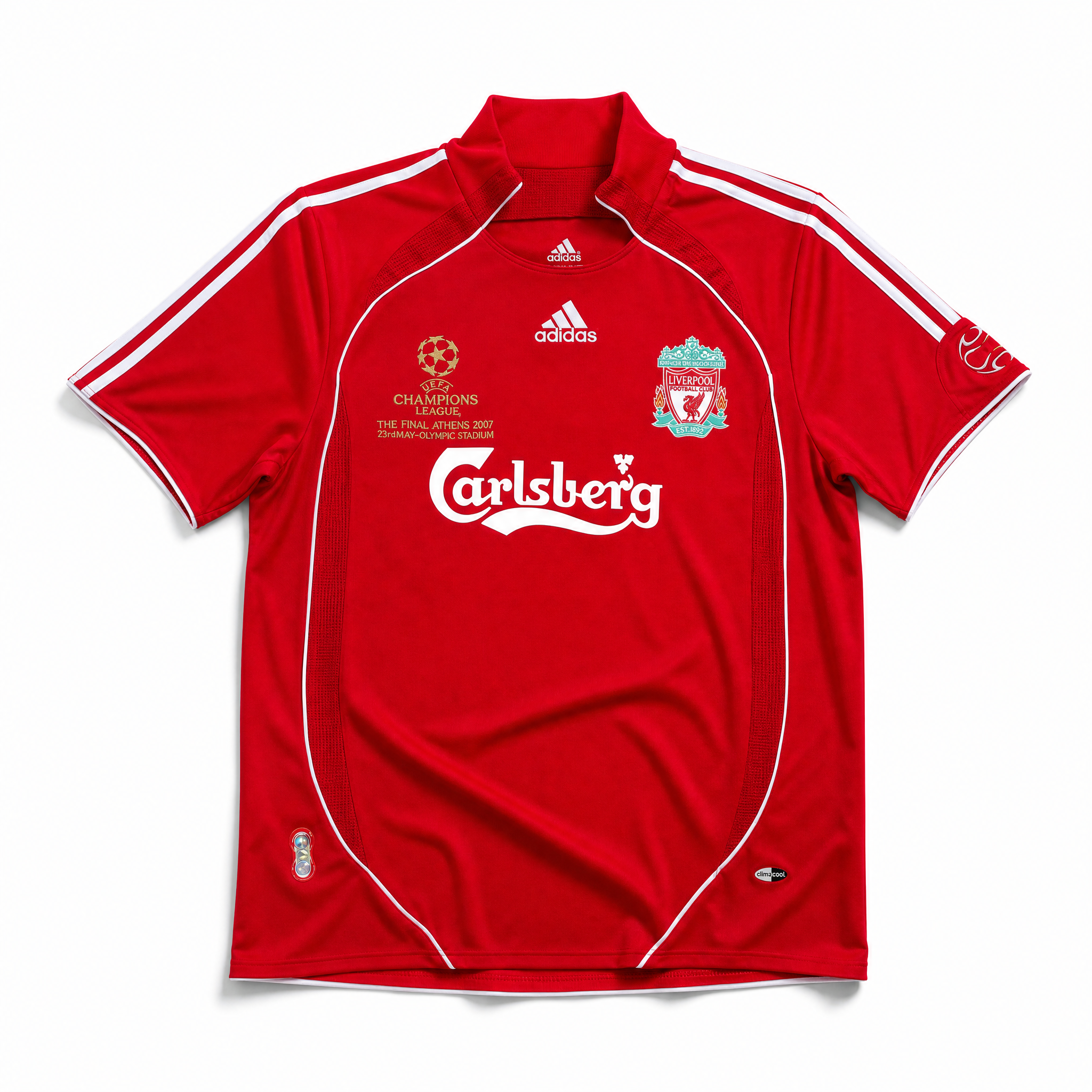 Maglia Liverpool 2006/07 home rossa sponsor Carlsberg vista frontale finale UCL