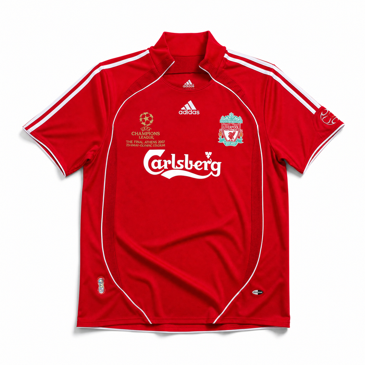 Maglia Liverpool 2006/07 home rossa sponsor Carlsberg vista frontale finale UCL