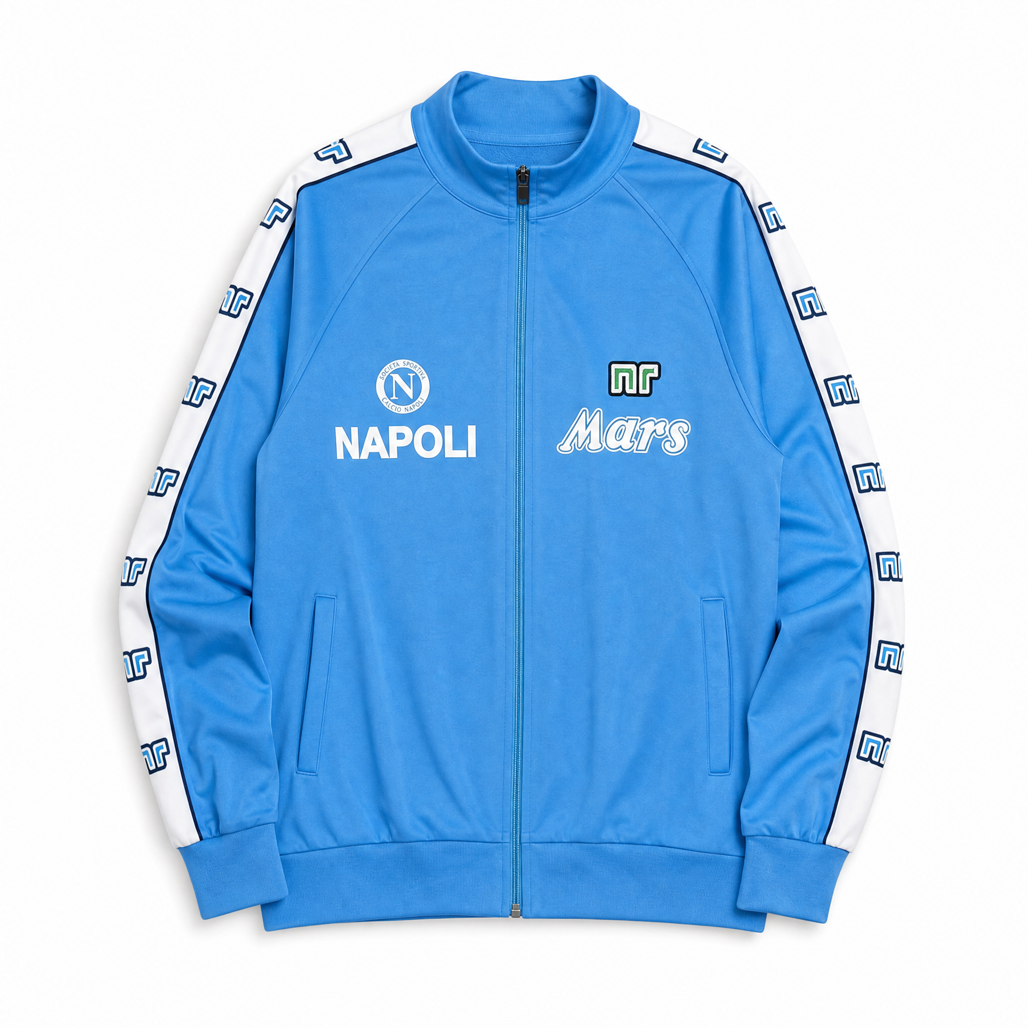 Napoli-jakke 1989/90 Mars Ennerre, lyseblå, forside med Napoli-logo