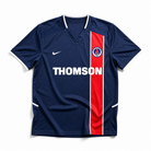 Maglia PSG 2002/03 fronte blu con banda rossa e sponsor Thomson