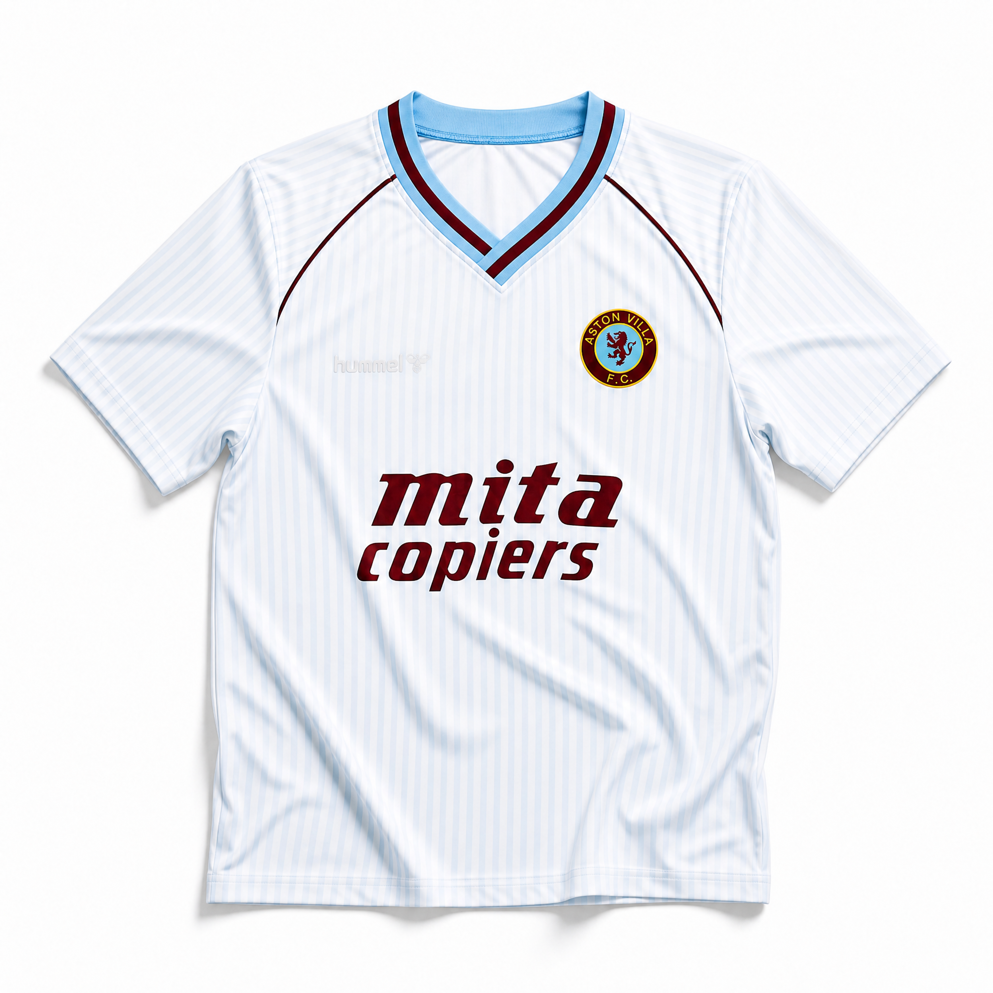 Aston Villa maglia away 1988/89 bianca vista frontale completa
