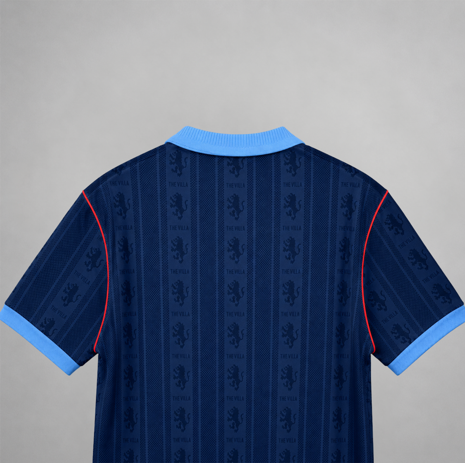 Aston Villa soccer jersey blu con righe verticali tono su tono
