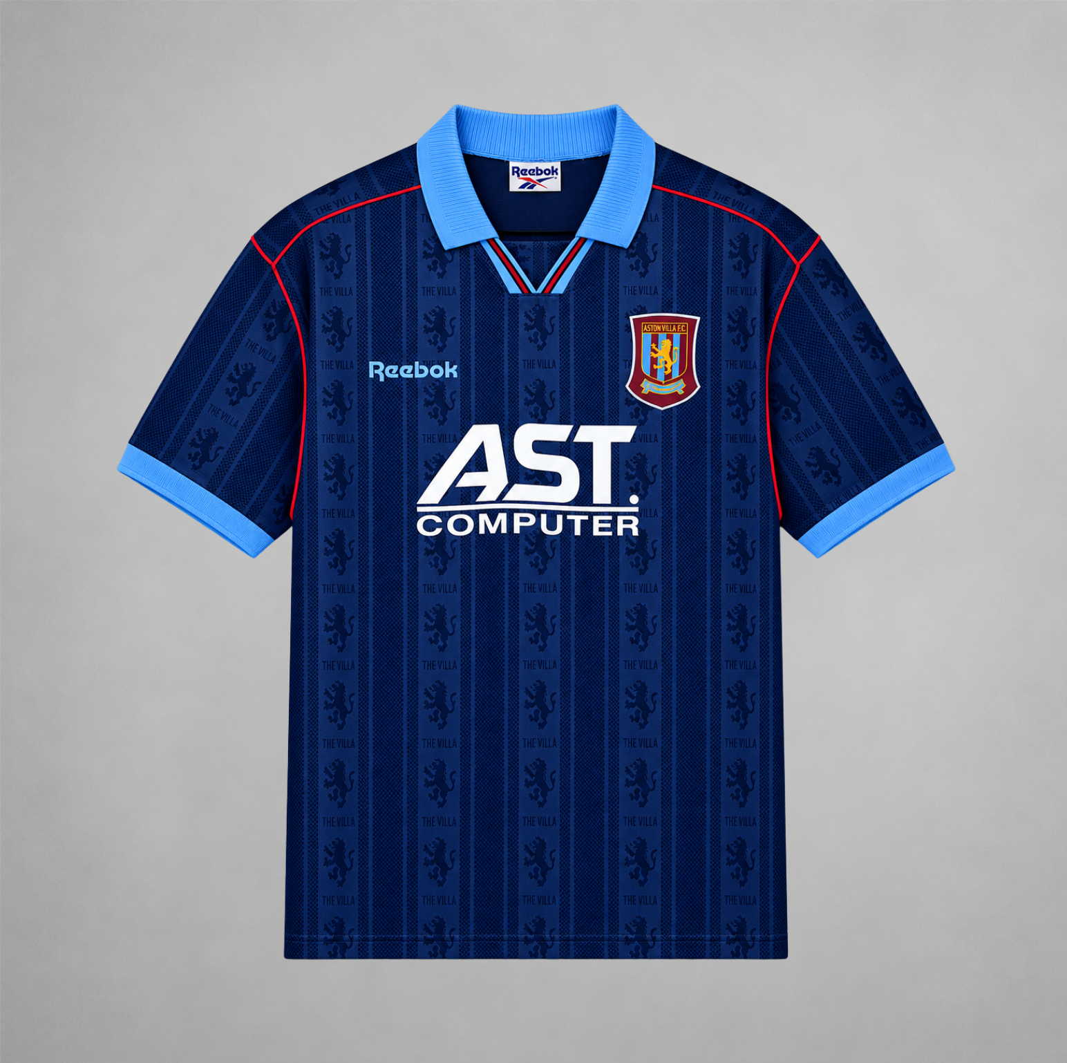 Aston Villa maglia away 1995/96 blu scuro con dettagli azzurri